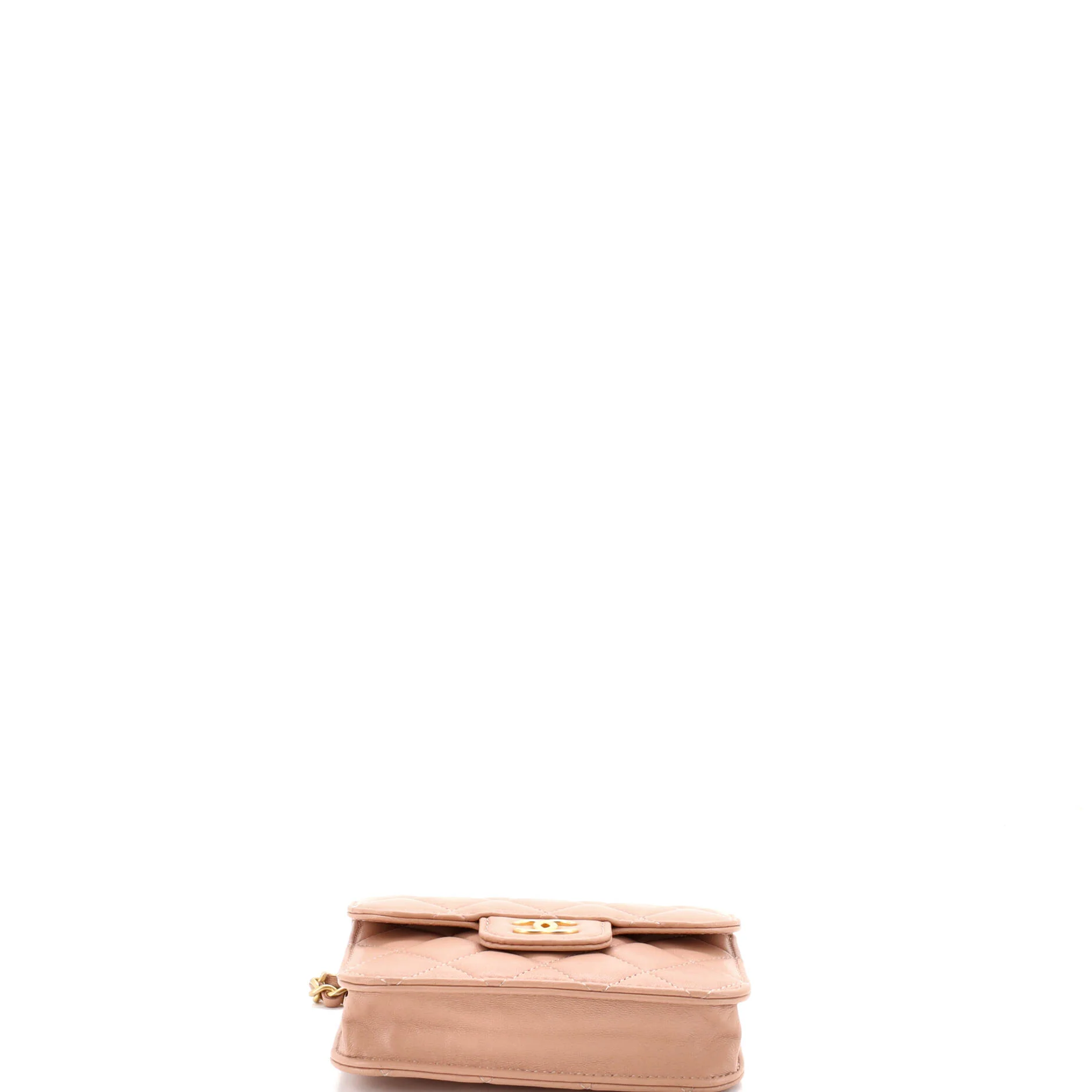 Top Handle Flap Coin Purse with Chain Quilted Lambskin - Image 5