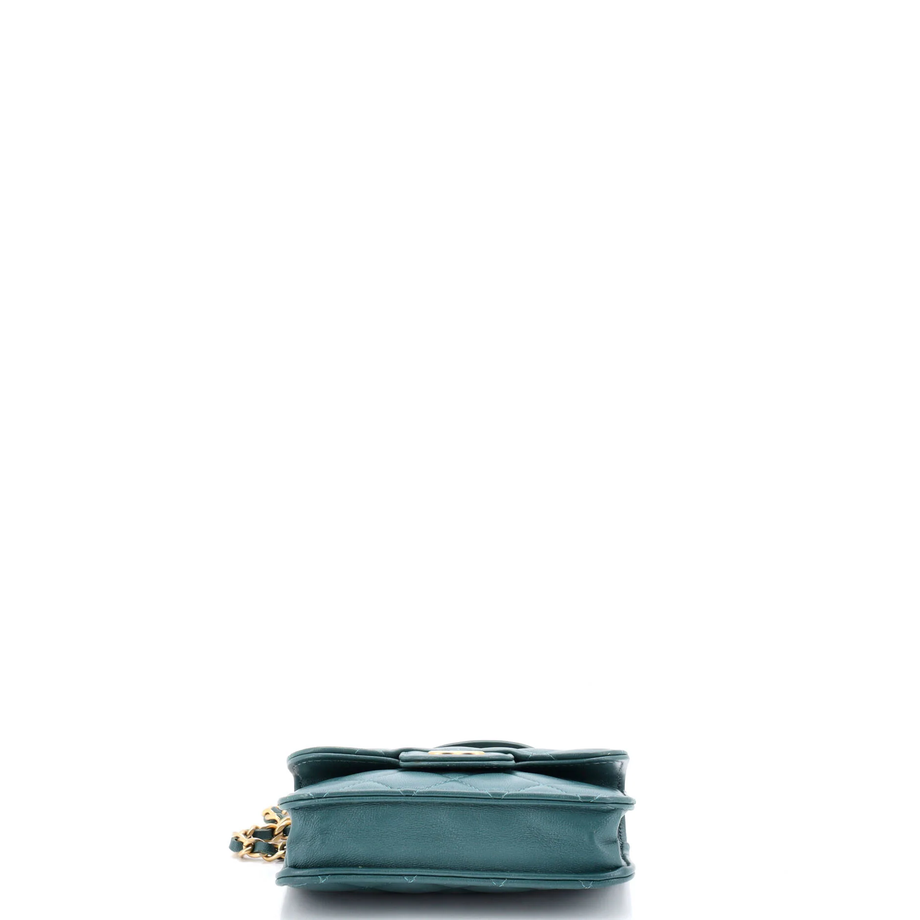 Top Handle Flap Coin Purse with Chain Quilted Lambskin - Image 4