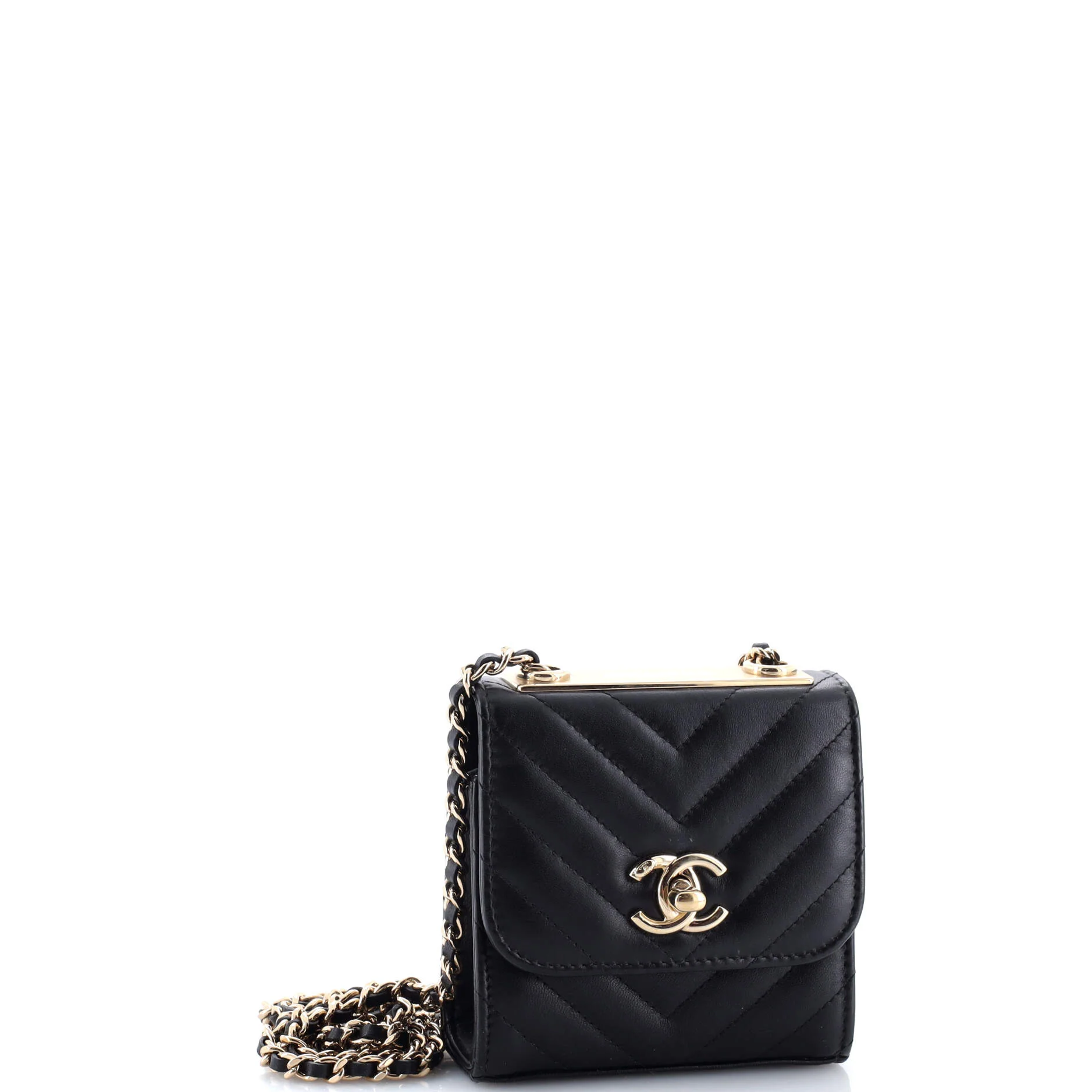 Trendy CC Clutch with Chain Chevron Lambskin Small - Image 3