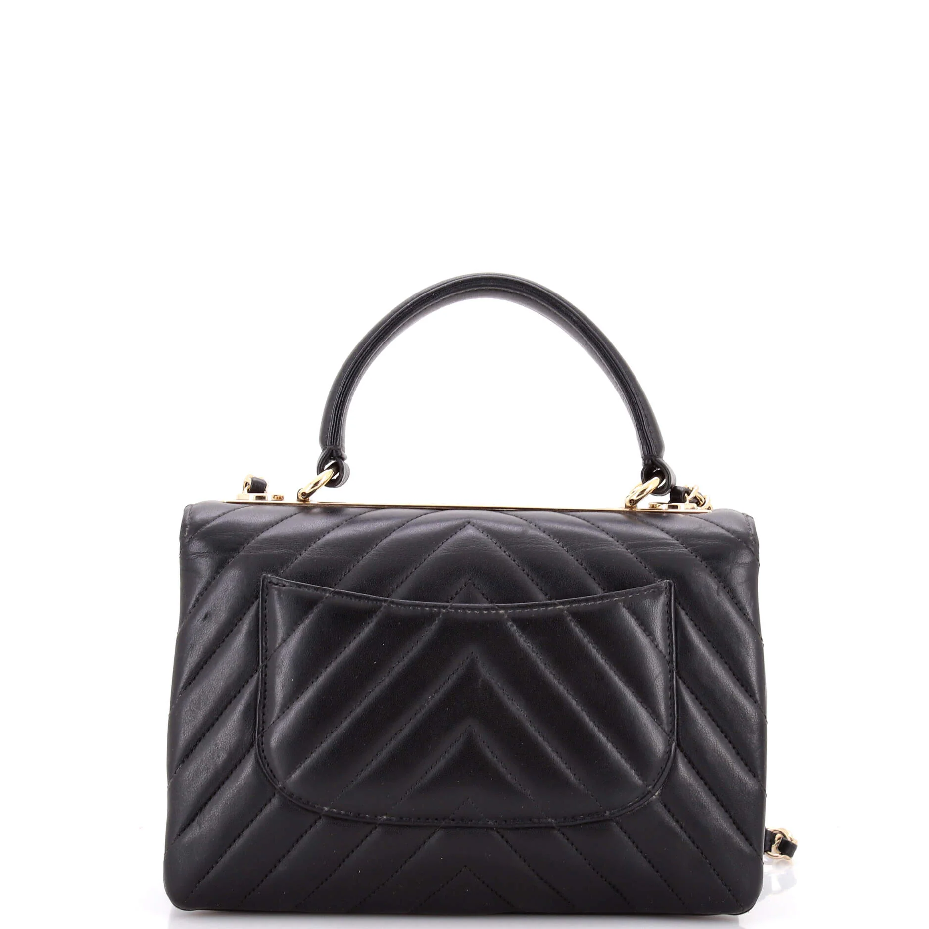 Trendy CC Top Handle Bag Chevron Lambskin Small - Image 4
