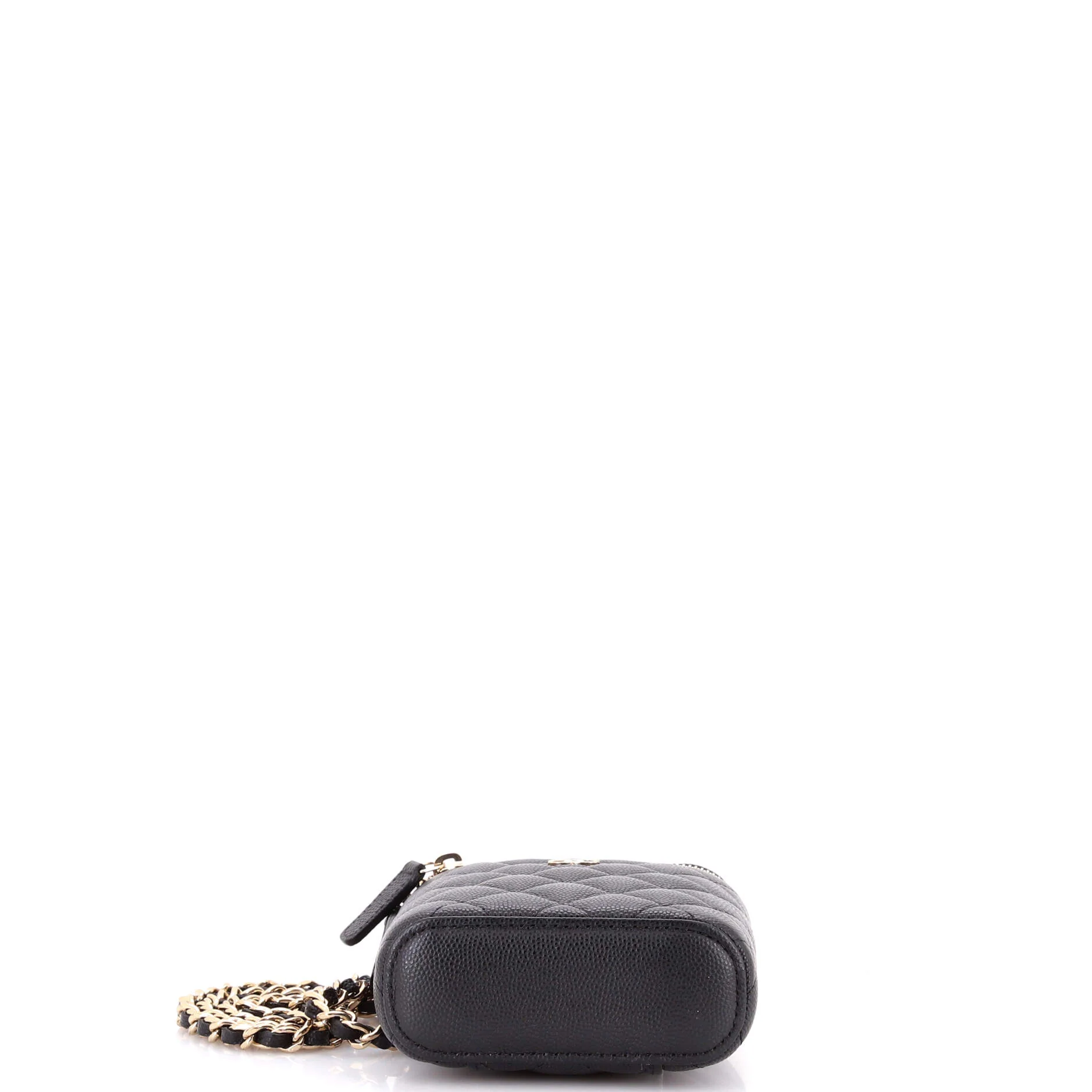 Vertical Classic Vanity Case with Chain Quilted Caviar Small - Image 4