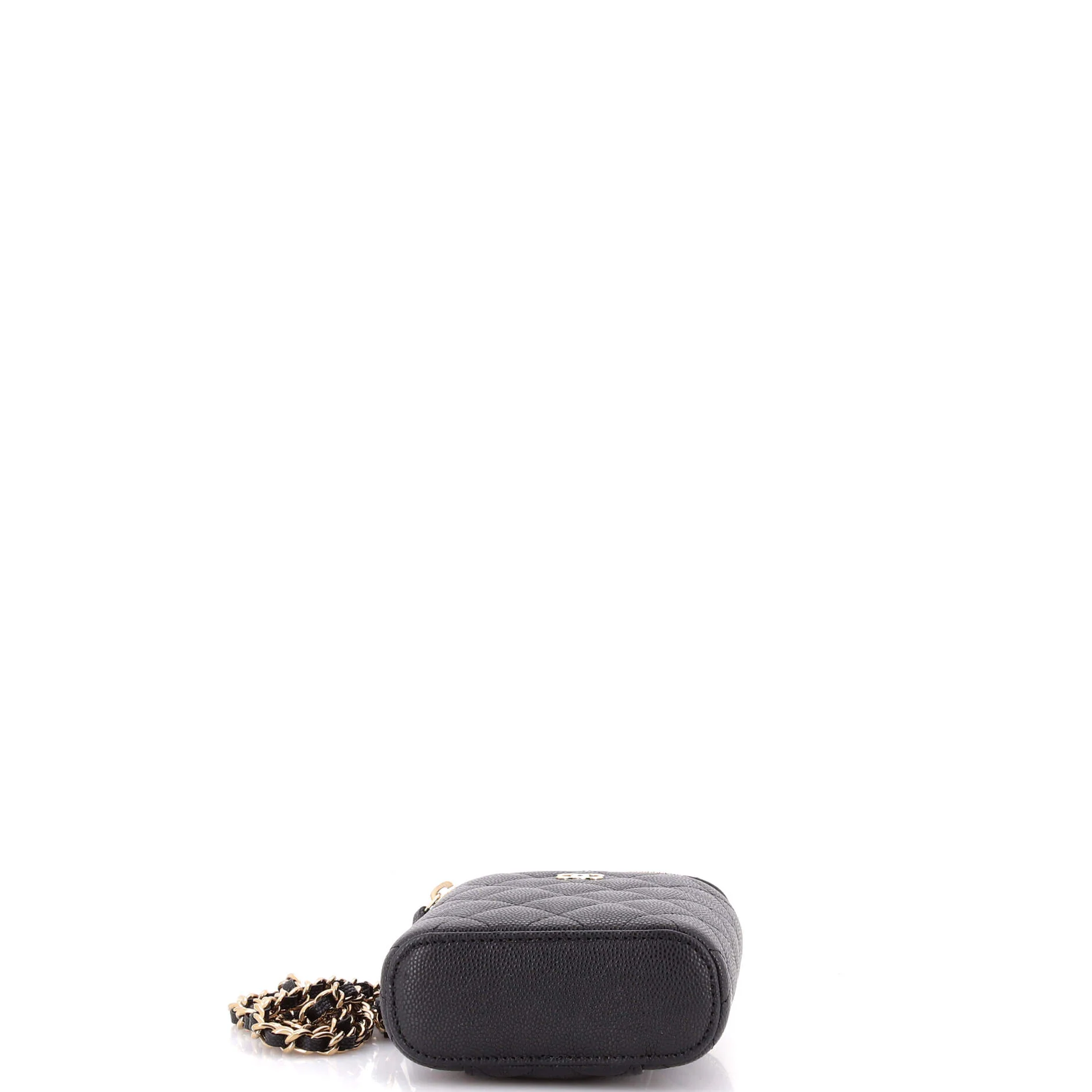 Vertical Classic Vanity Case with Chain Quilted Caviar Small - Image 4