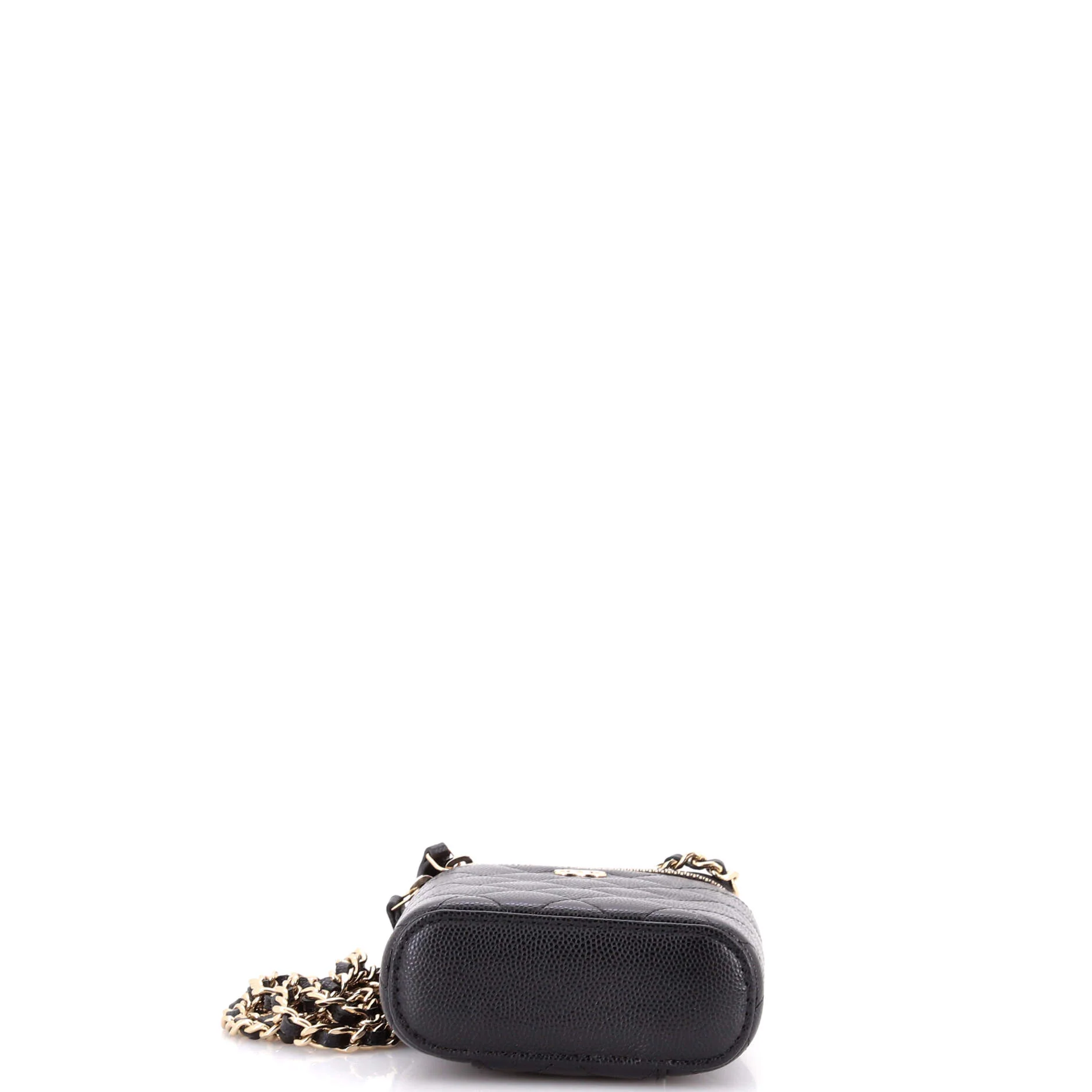 Vertical Classic Vanity Case with Chain Quilted Caviar Small - Image 4