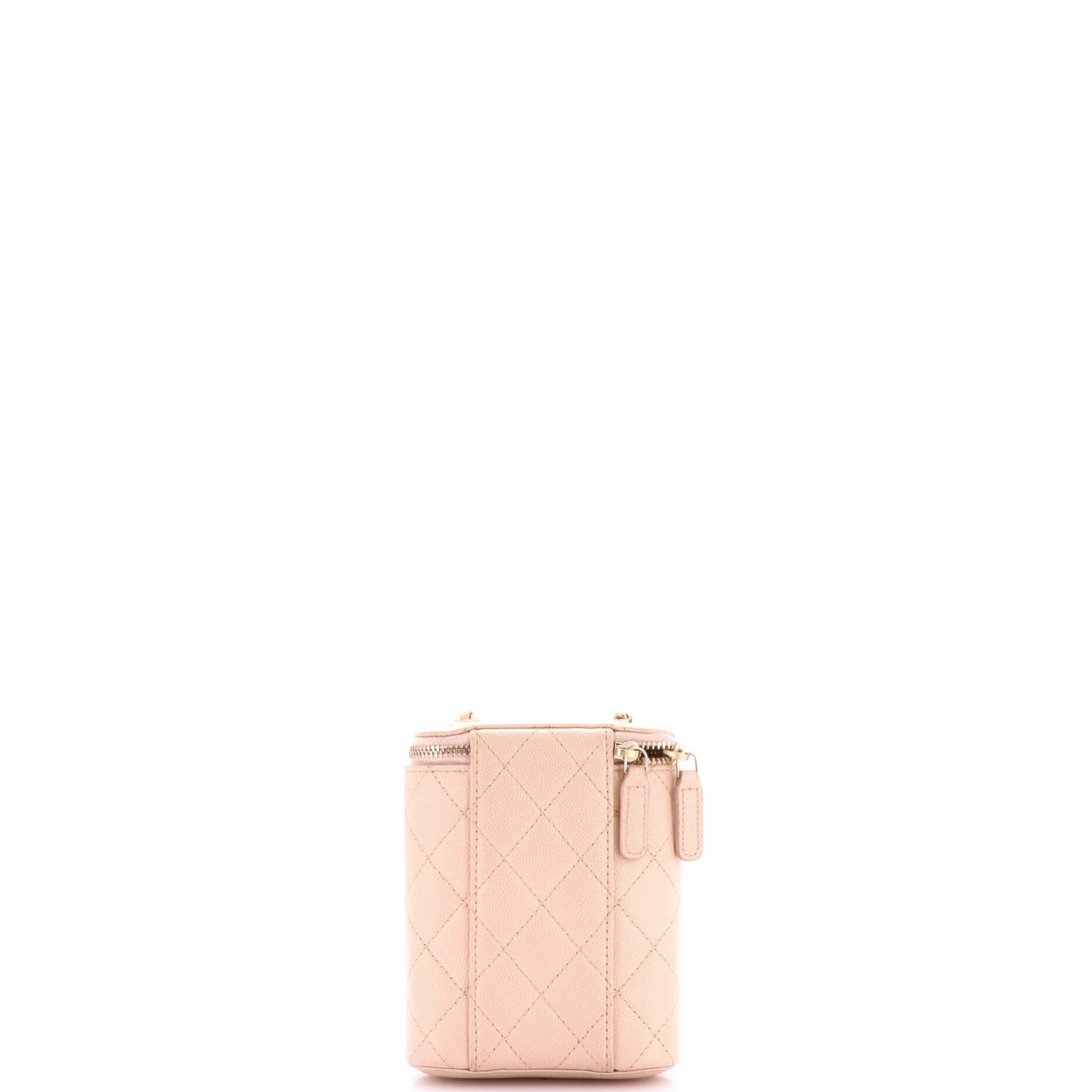 Vertical Classic Vanity Case with Chain Quilted Caviar Small - Image 4