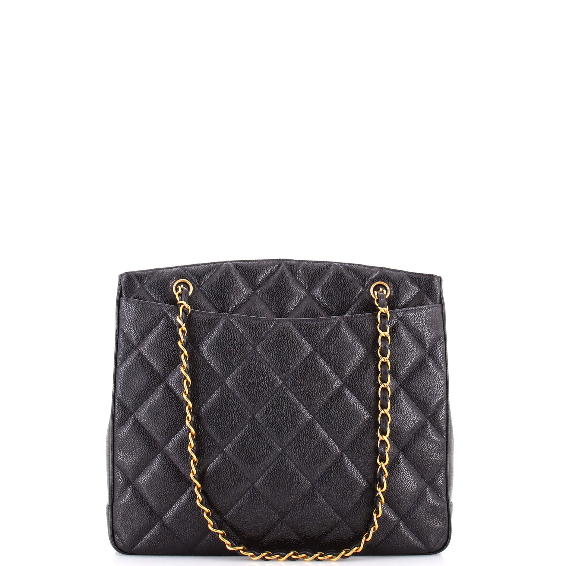Vintage CC Lock Pocket Chain Tote Quilted Caviar Large - Image 4