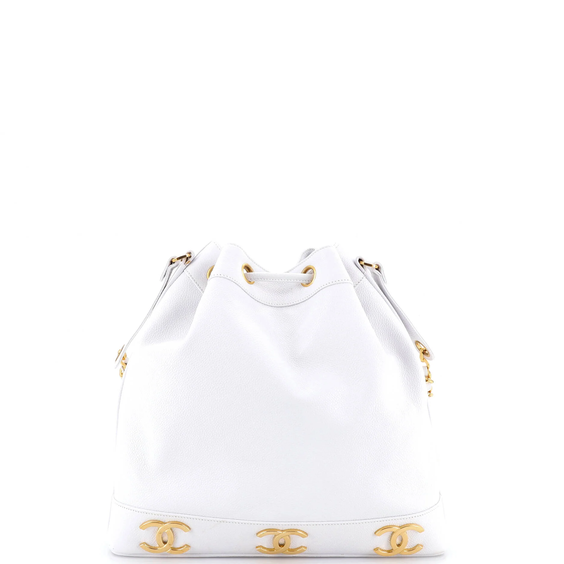 Vintage Metal CC Drawstring Bucket Bag Caviar Medium - Image 4