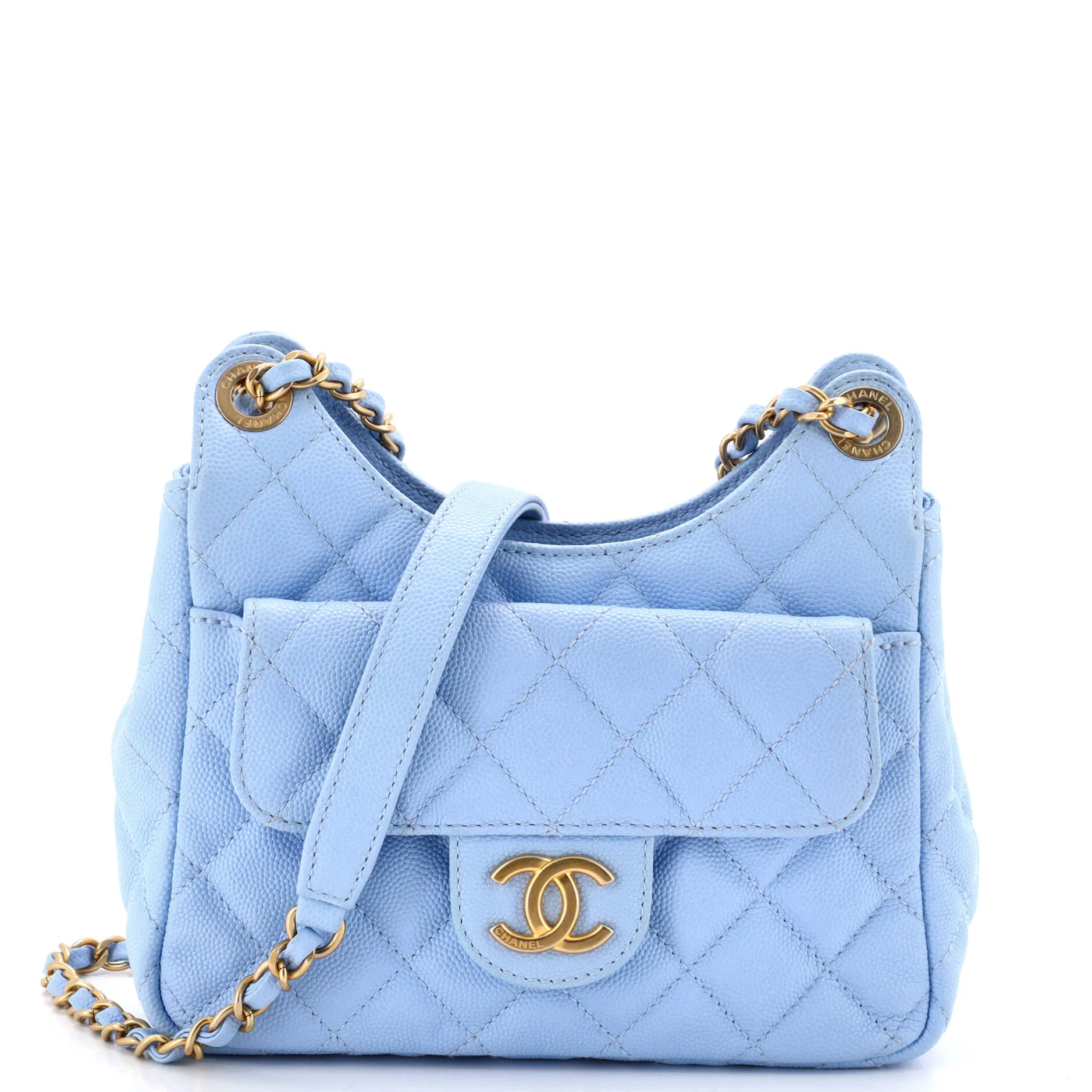 Wavy CC Hobo Quilted Caviar Small
