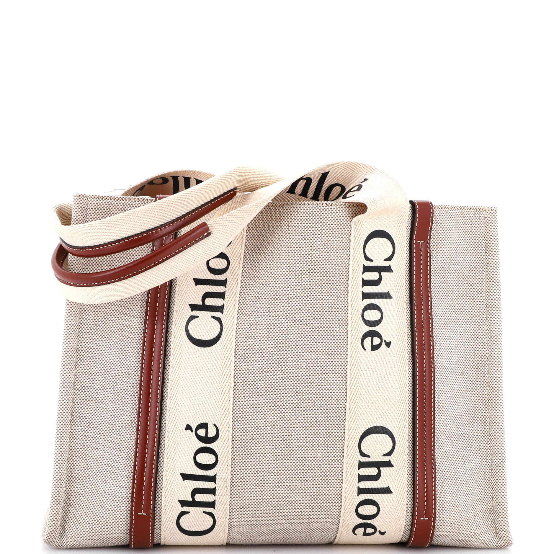 Woody Tote Canvas with Leather Medium
