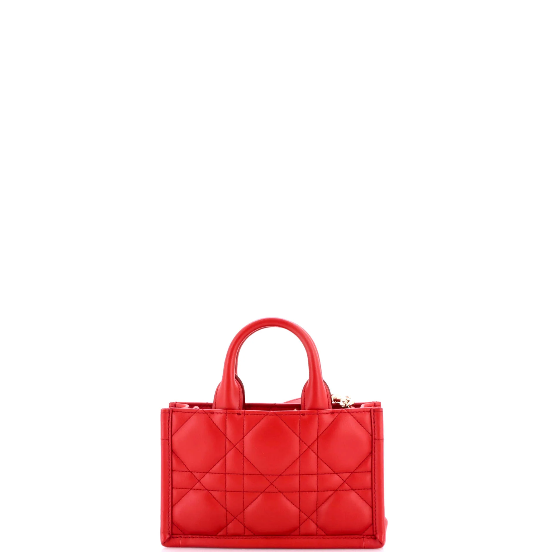 Book Tote with Strap Macrocannage Quilt Calfskin Mini - Image 3