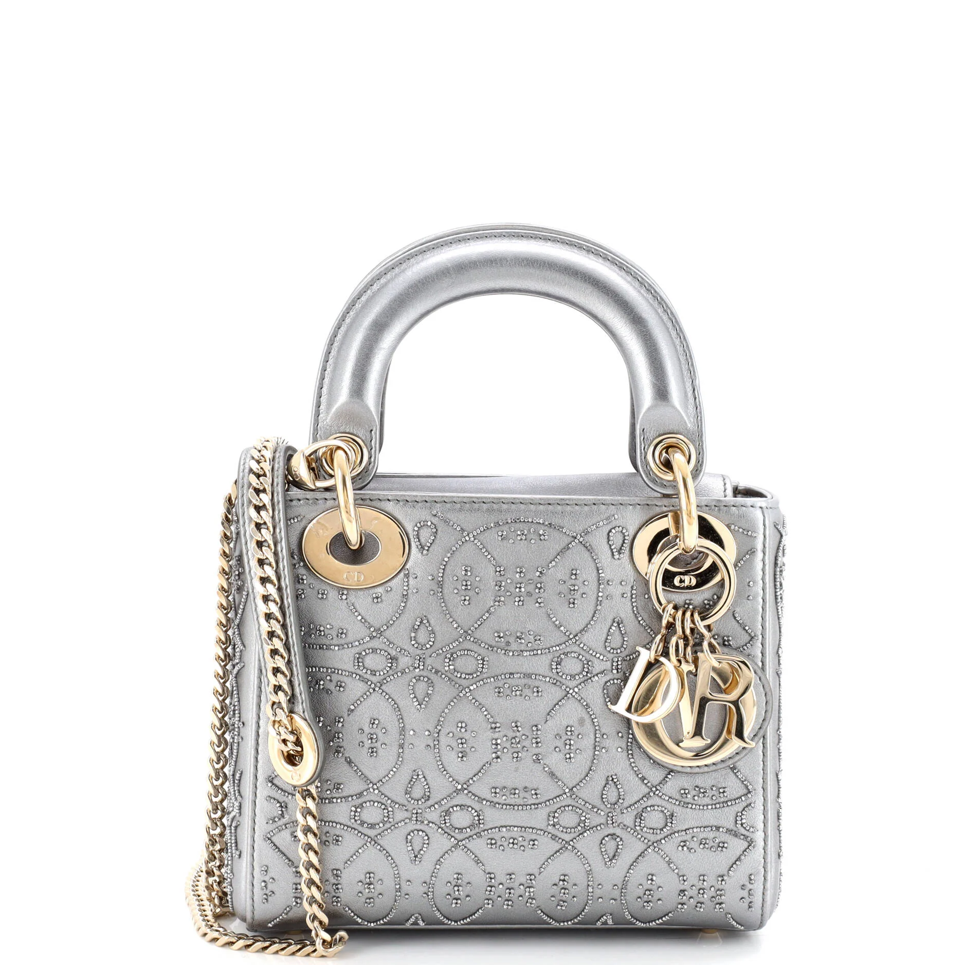 Lady Dior Chain Bag Beaded Leather Mini