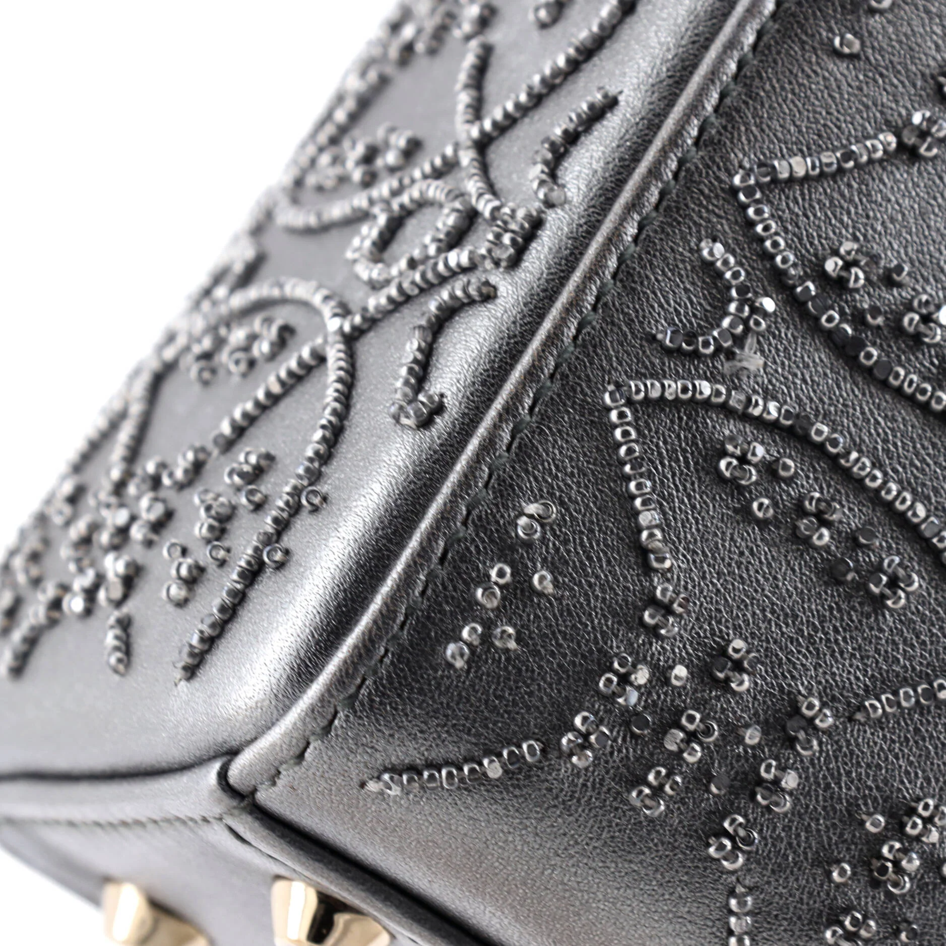 Lady Dior Chain Bag Beaded Leather Mini - Image 6