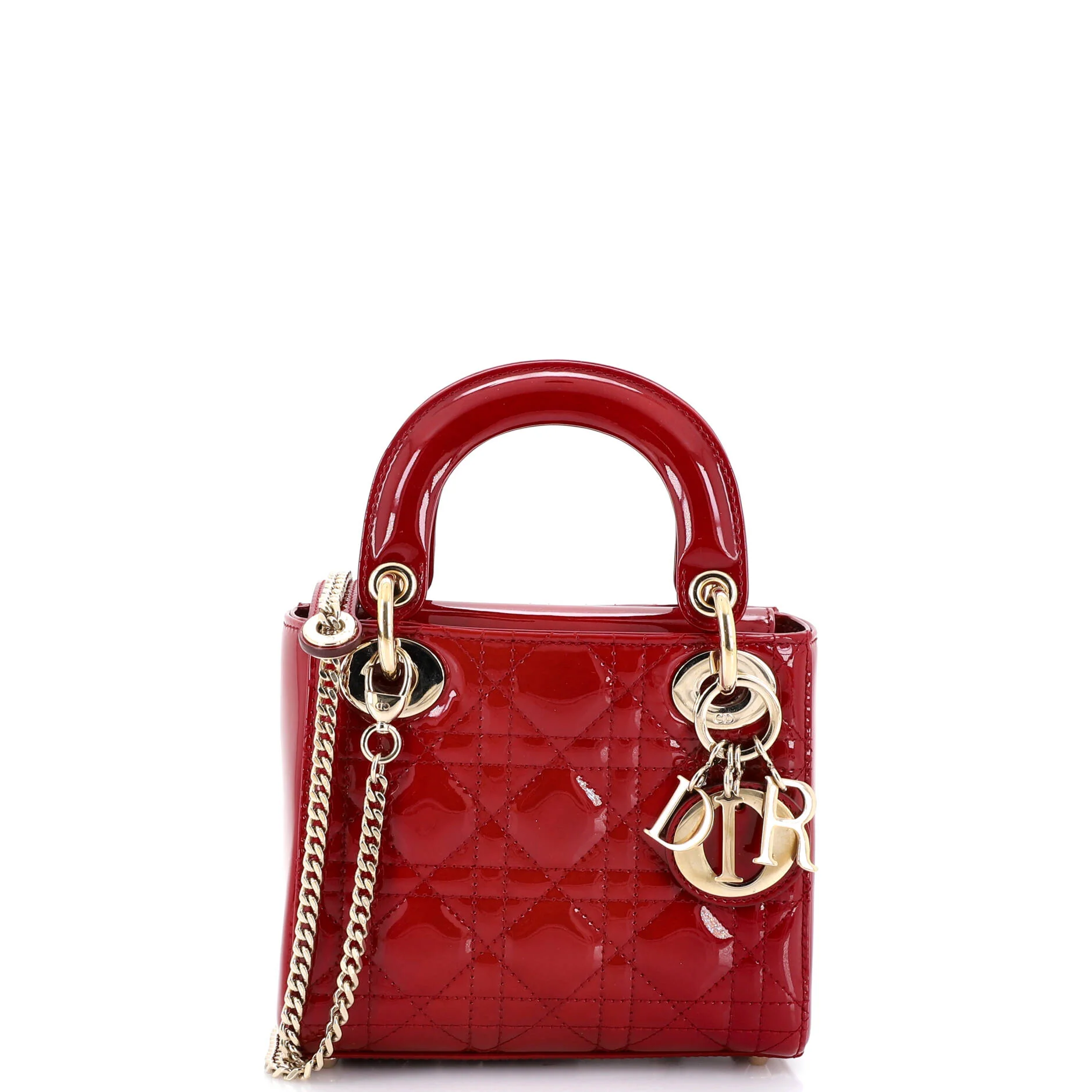 Lady Dior Chain Bag Cannage Quilt Patent Mini