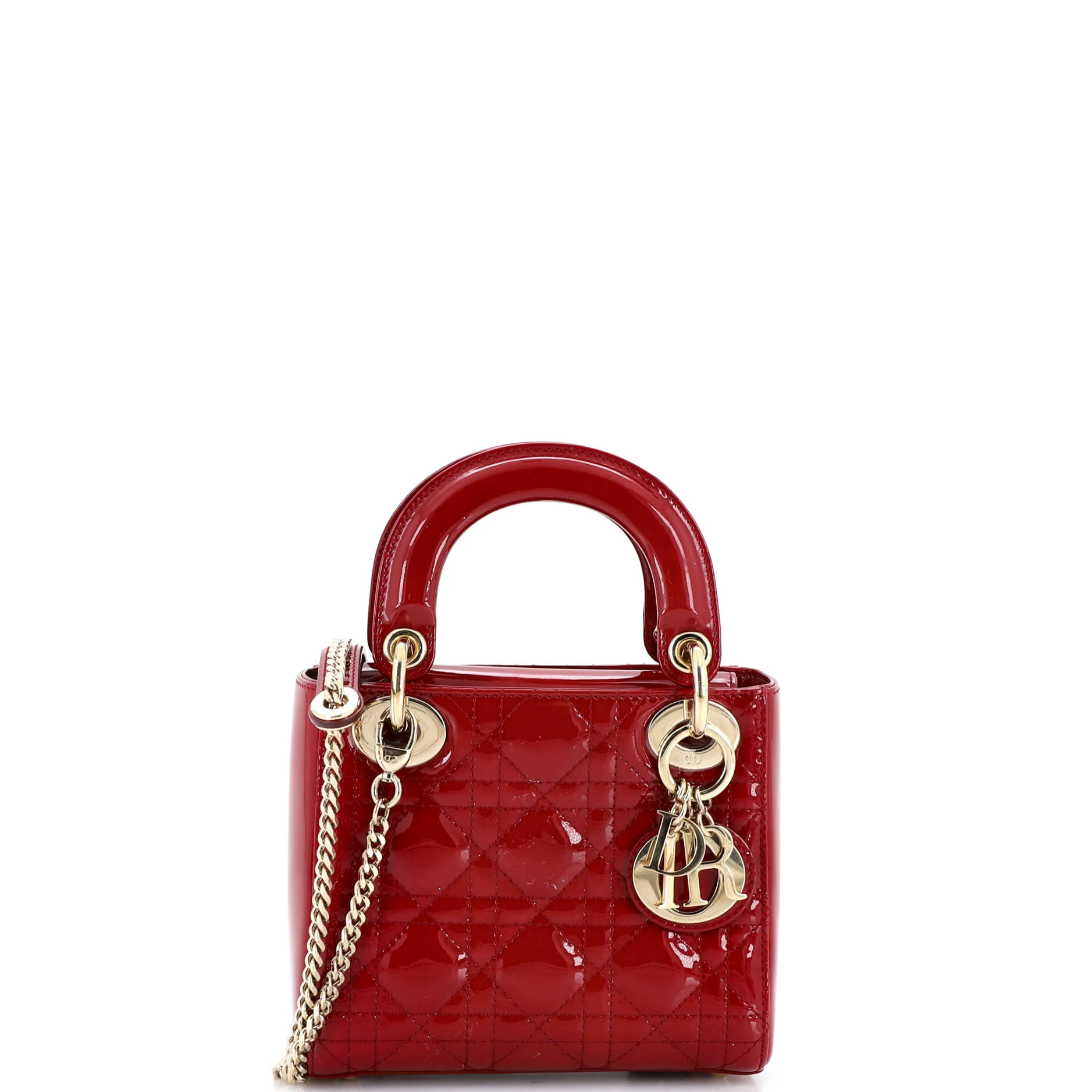 Lady Dior Chain Bag Cannage Quilt Patent Mini