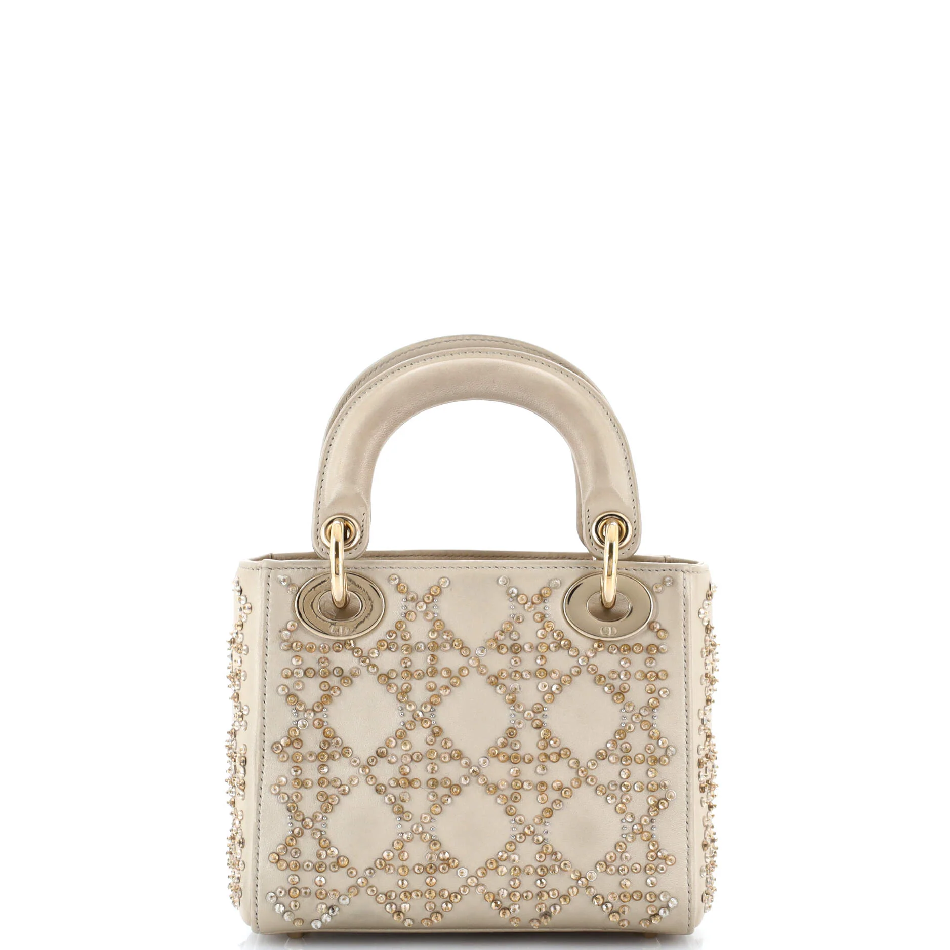 Lady Dior Chain Bag Crystal Embellished Cannage Quilt Leather Mini - Image 3