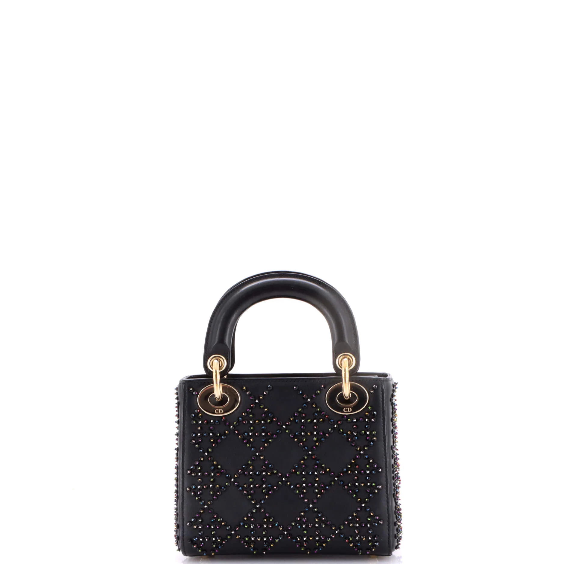 Lady Dior Chain Bag Crystal Embellished Cannage Quilt Leather Mini - Image 3