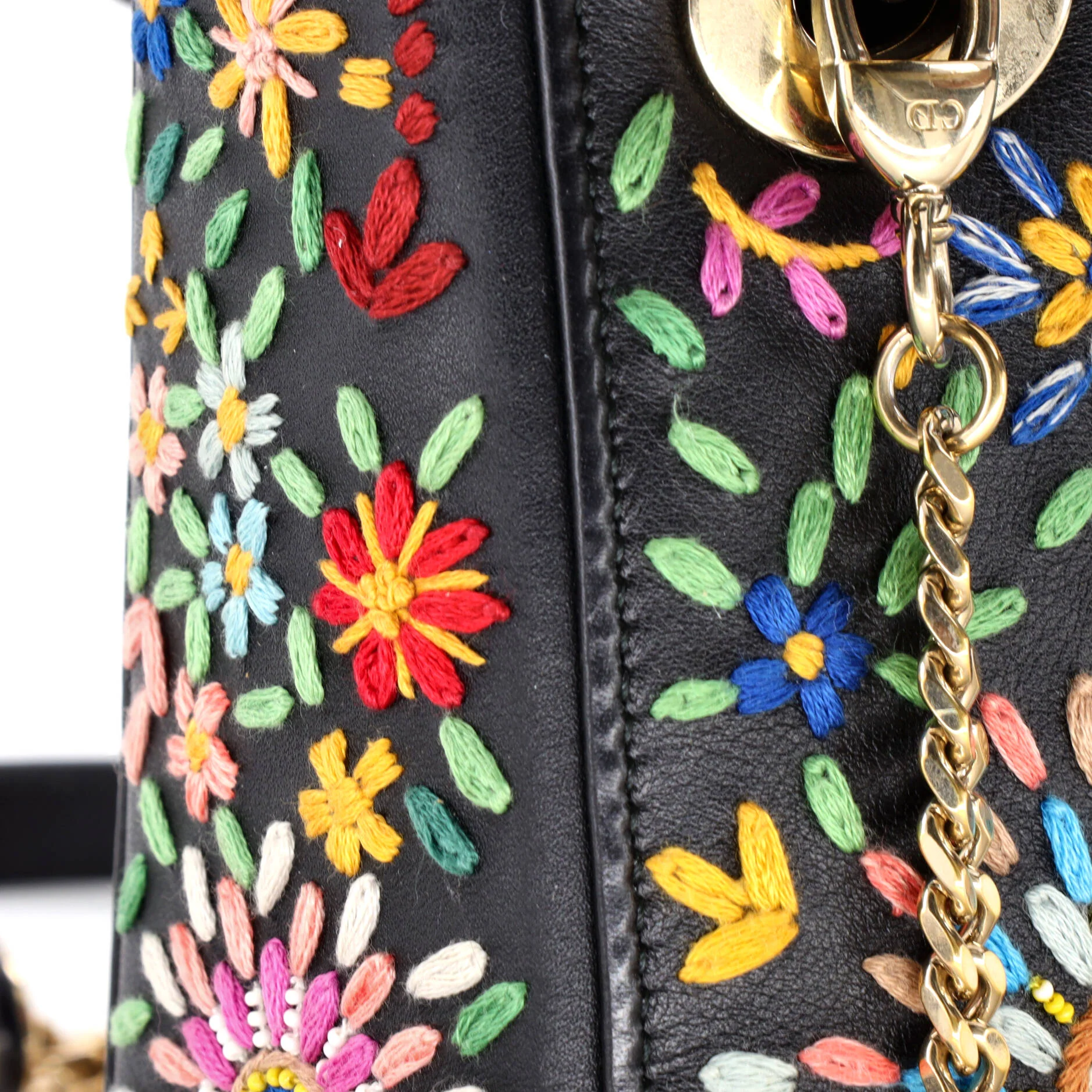 Lady Dior Chain Bag Embroidered Calfskin Mini - Image 6