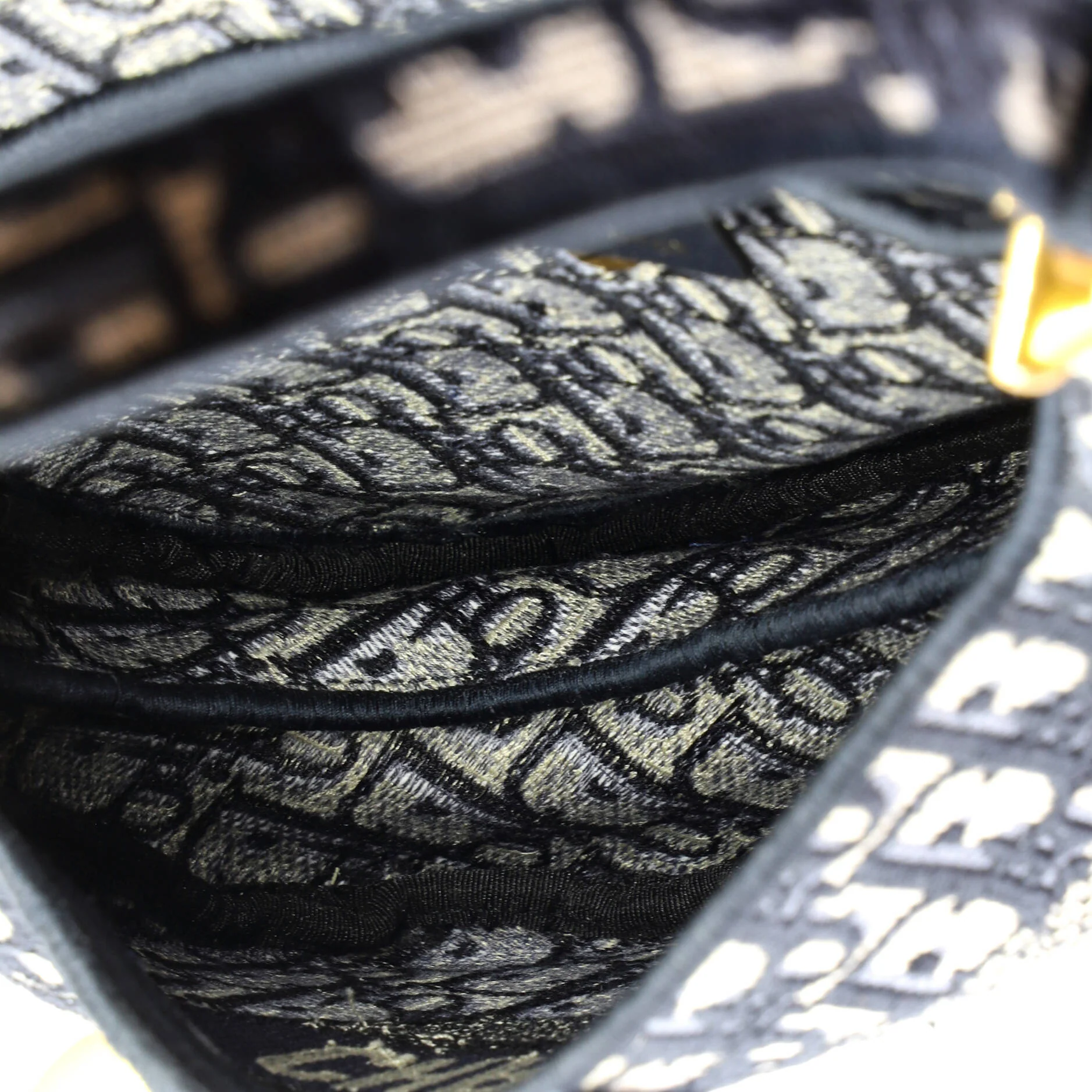 Saddle Handbag Logo Embroidered Oblique Canvas Medium - Image 5