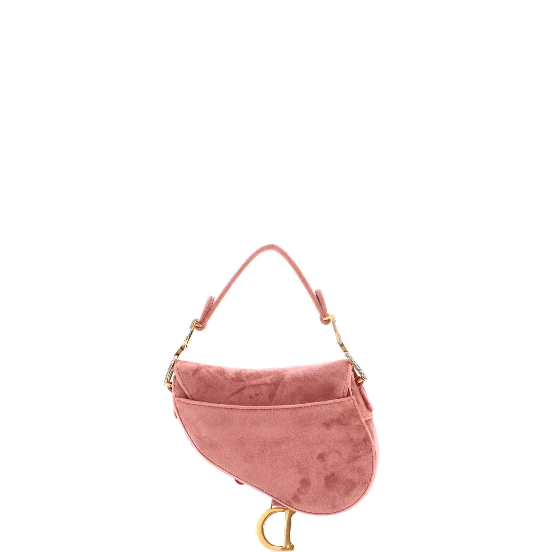 Saddle Handbag Velvet with Crystals Mini - Image 3