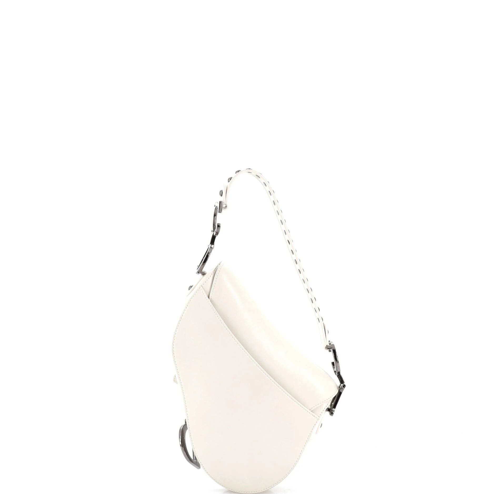 Saddle Handbag with Strap Studded Leather Medium - Image 3