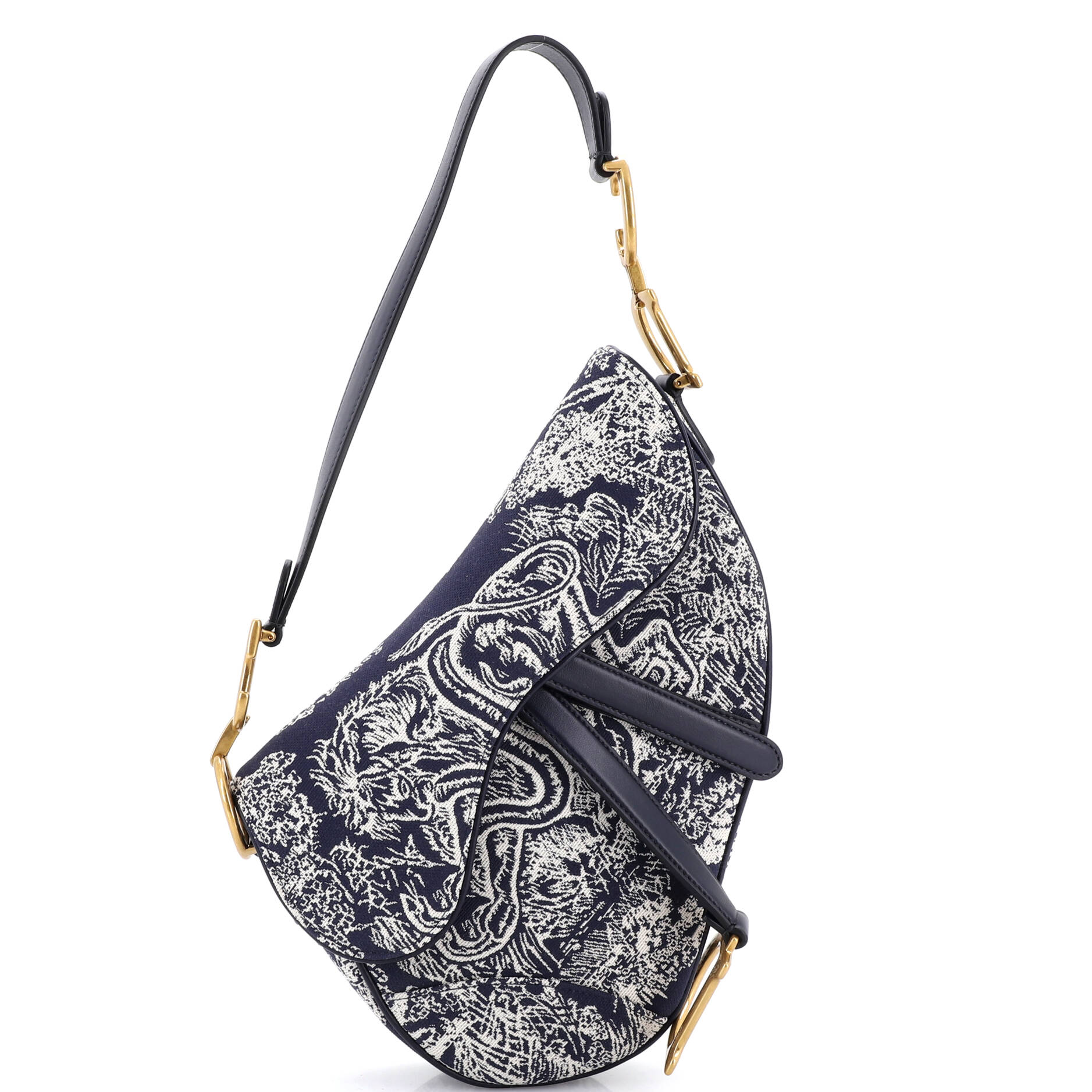 Toile De Jouy Saddle Bag Embroidered Canvas Medium