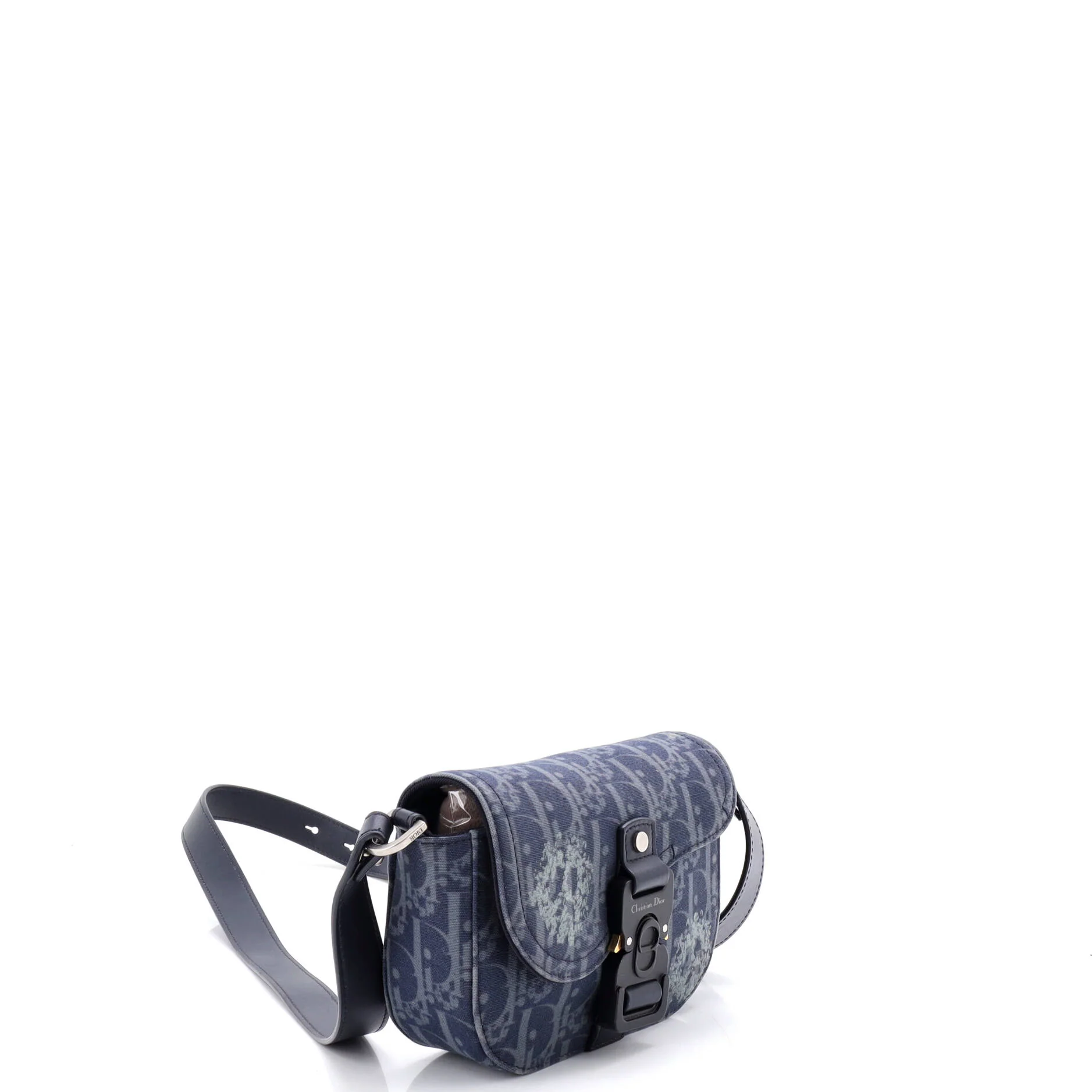 x Denim Tears Saddle Buckle Flap Messenger Bag Printed Oblique Denim Small - Image 2