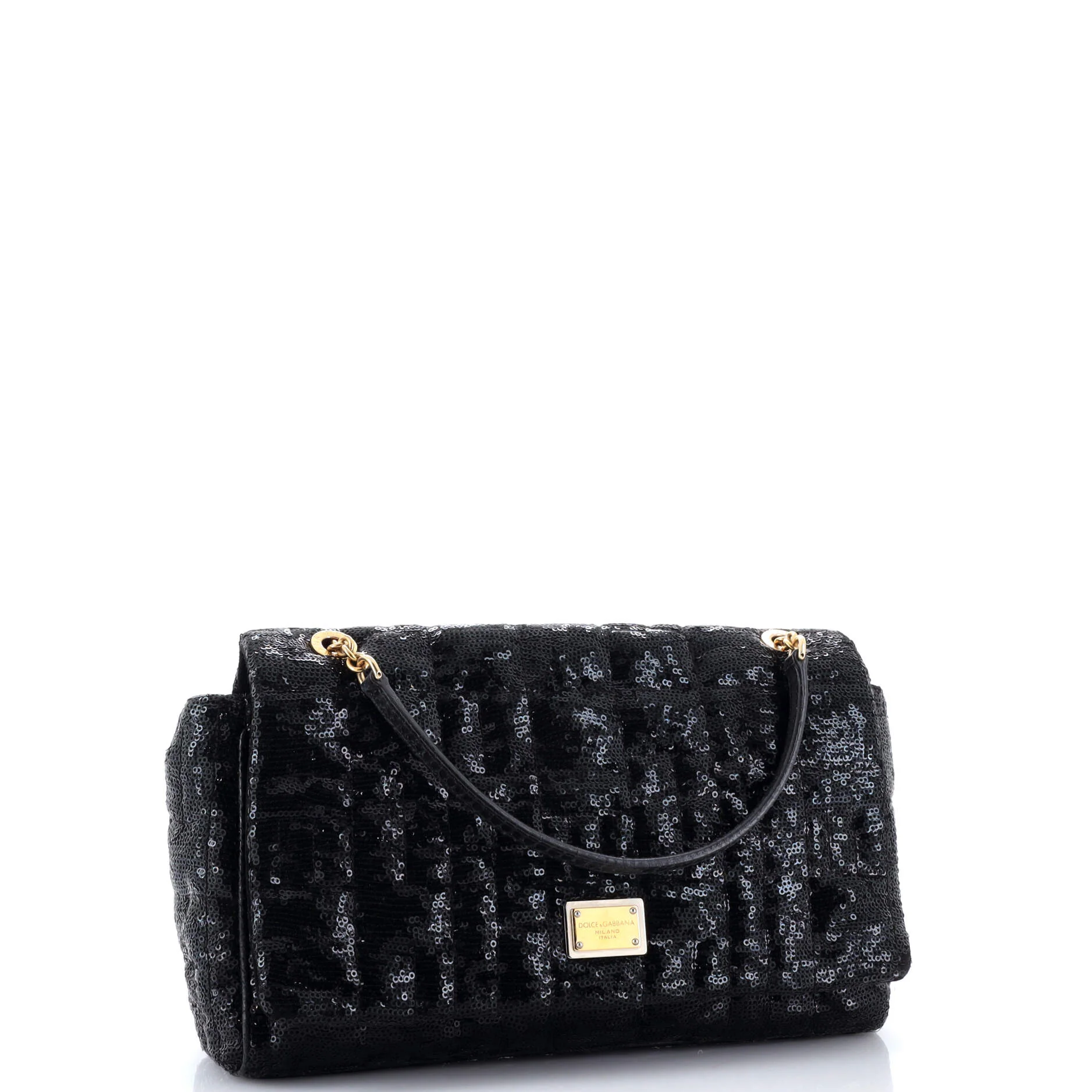 Miss Charles Flap Bag Quilted Sequins and Python Medium - Image 2