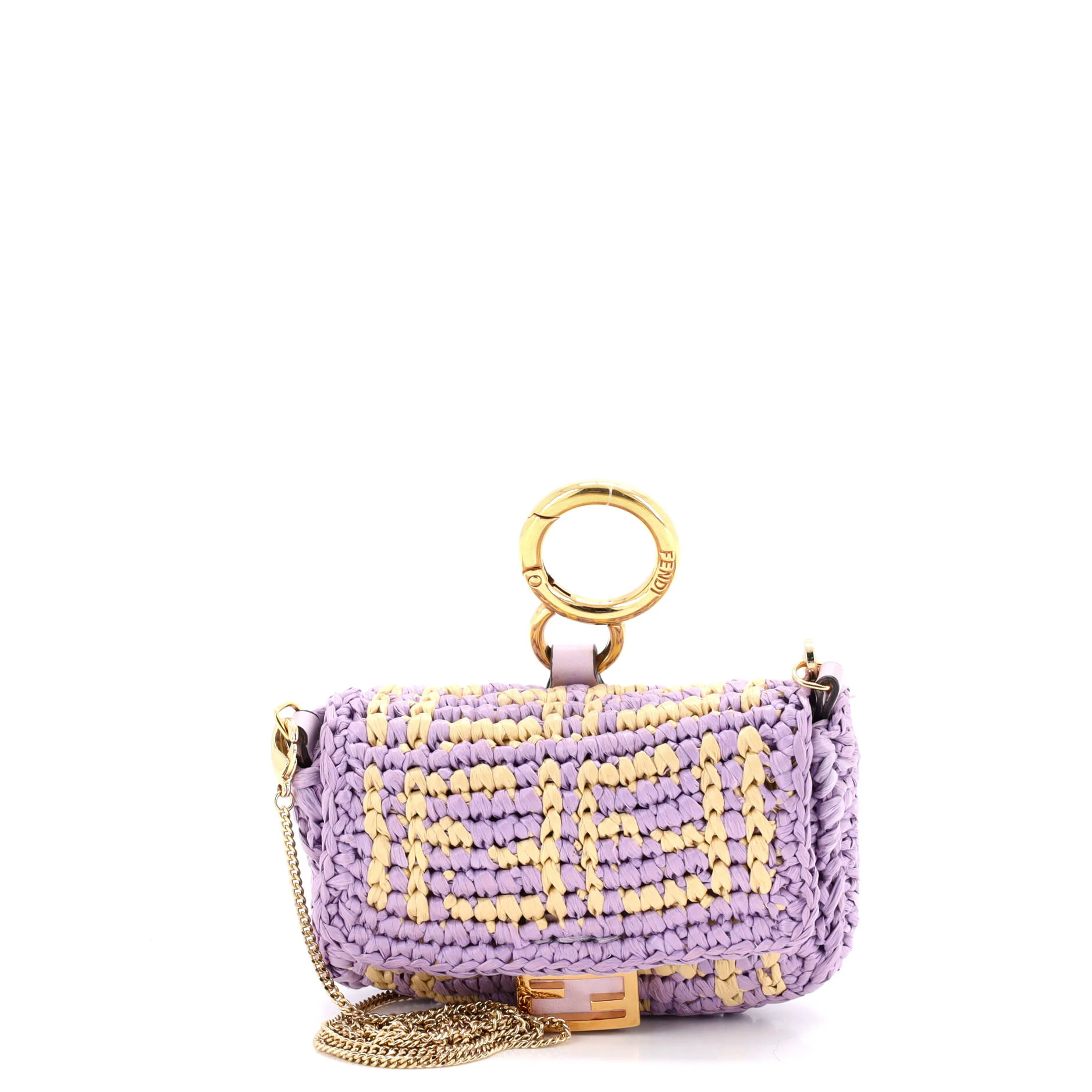 Chain Baguette Charm Bag Zucca Raffia Nano