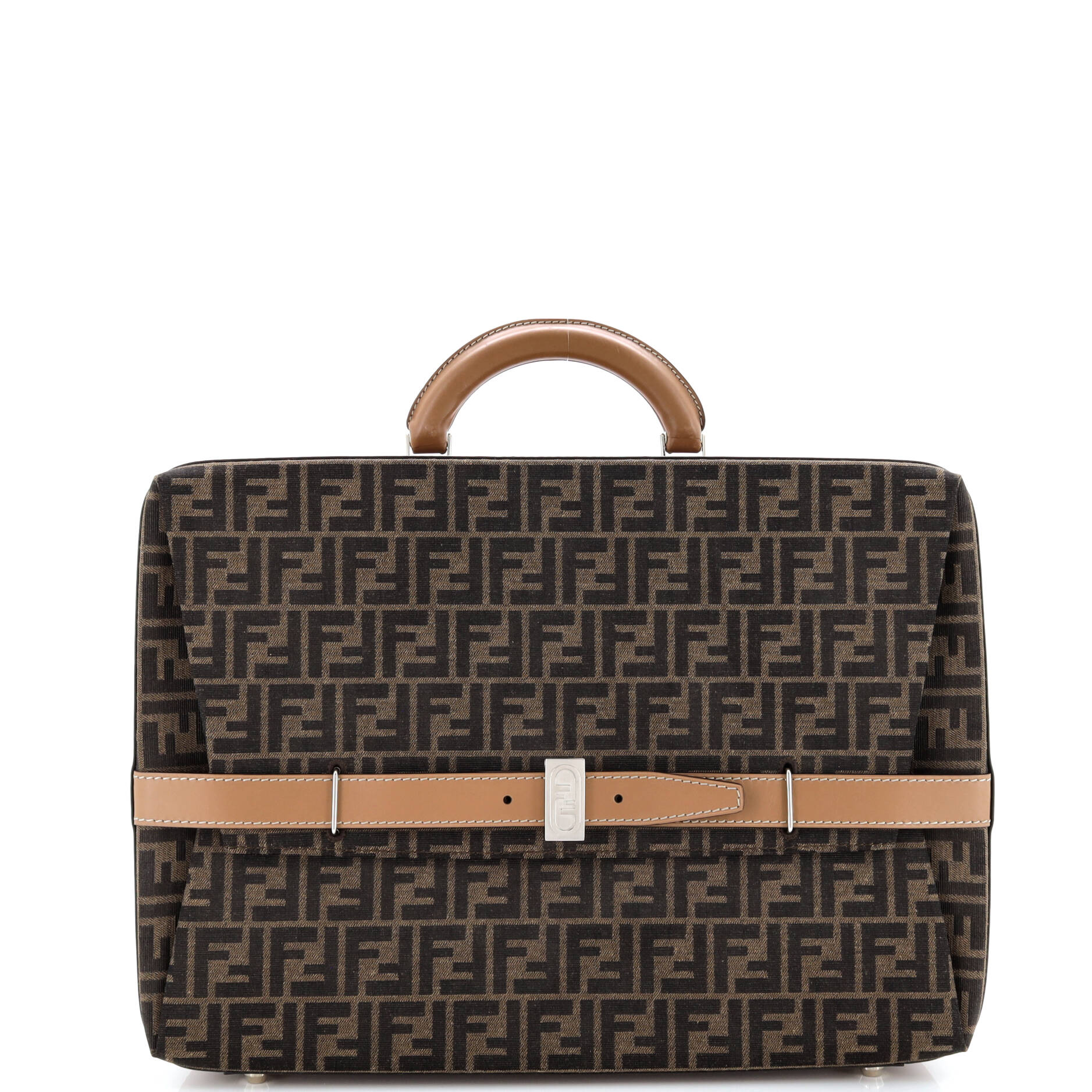 FF Belted Top Handle Suitcase Zucca Canvas with Leather - Image 2