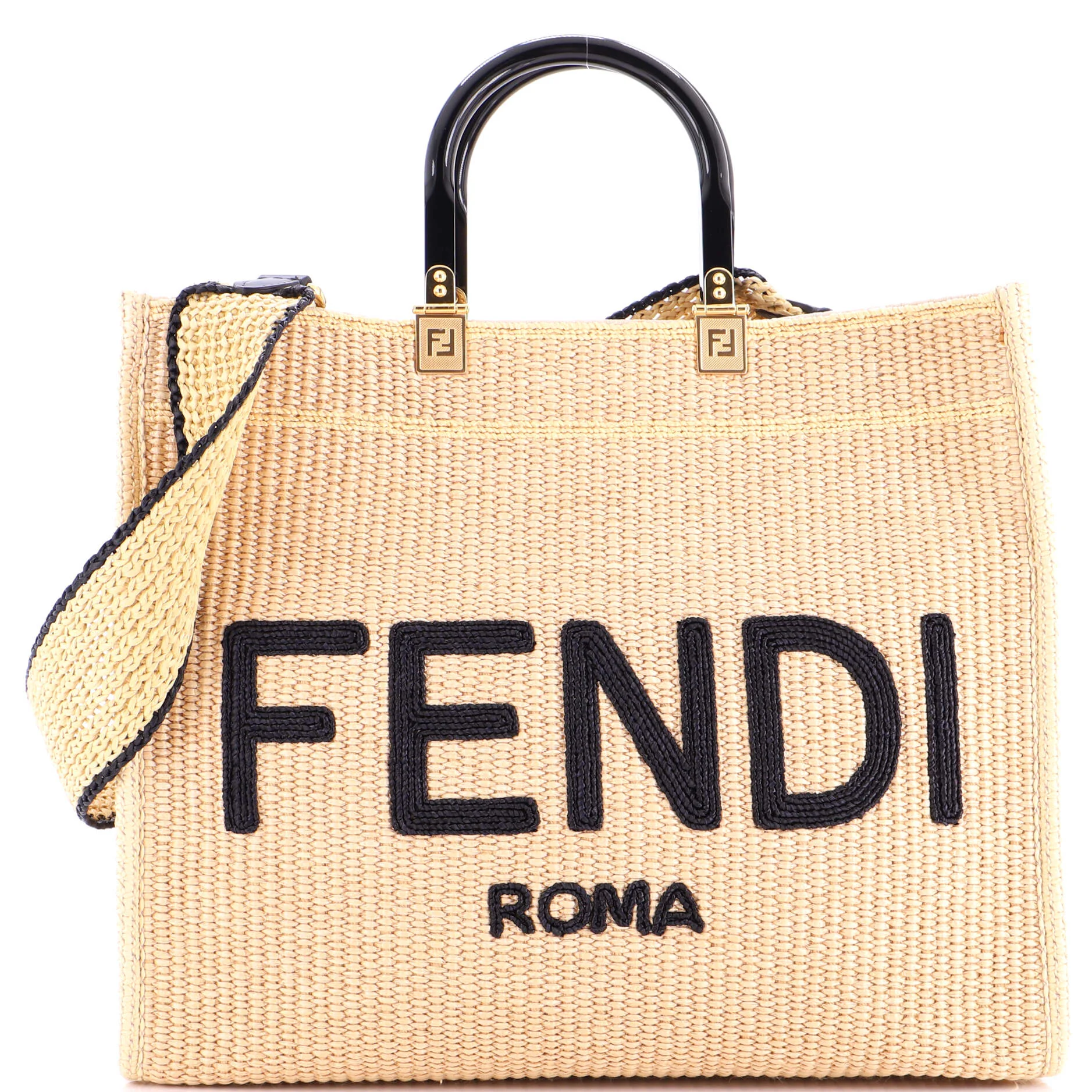 Sunshine Shopper Tote Woven Raffia Medium