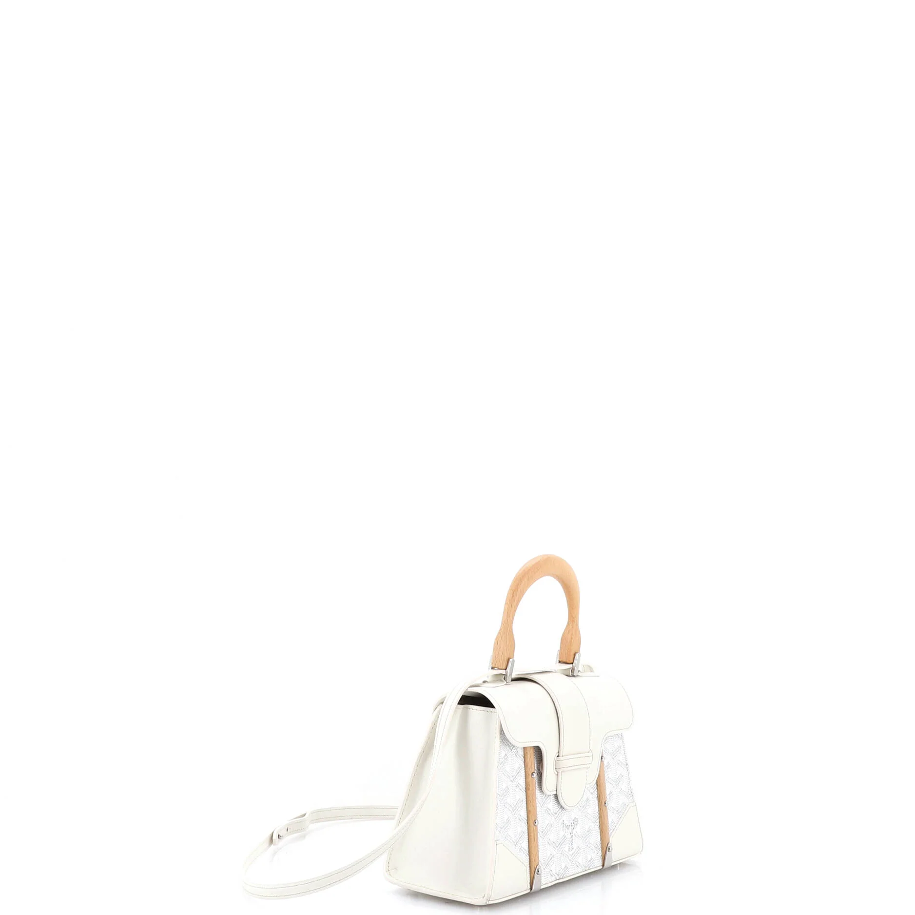 Structured Saigon Top Handle Bag Coated Canvas with Leather Mini - Image 2