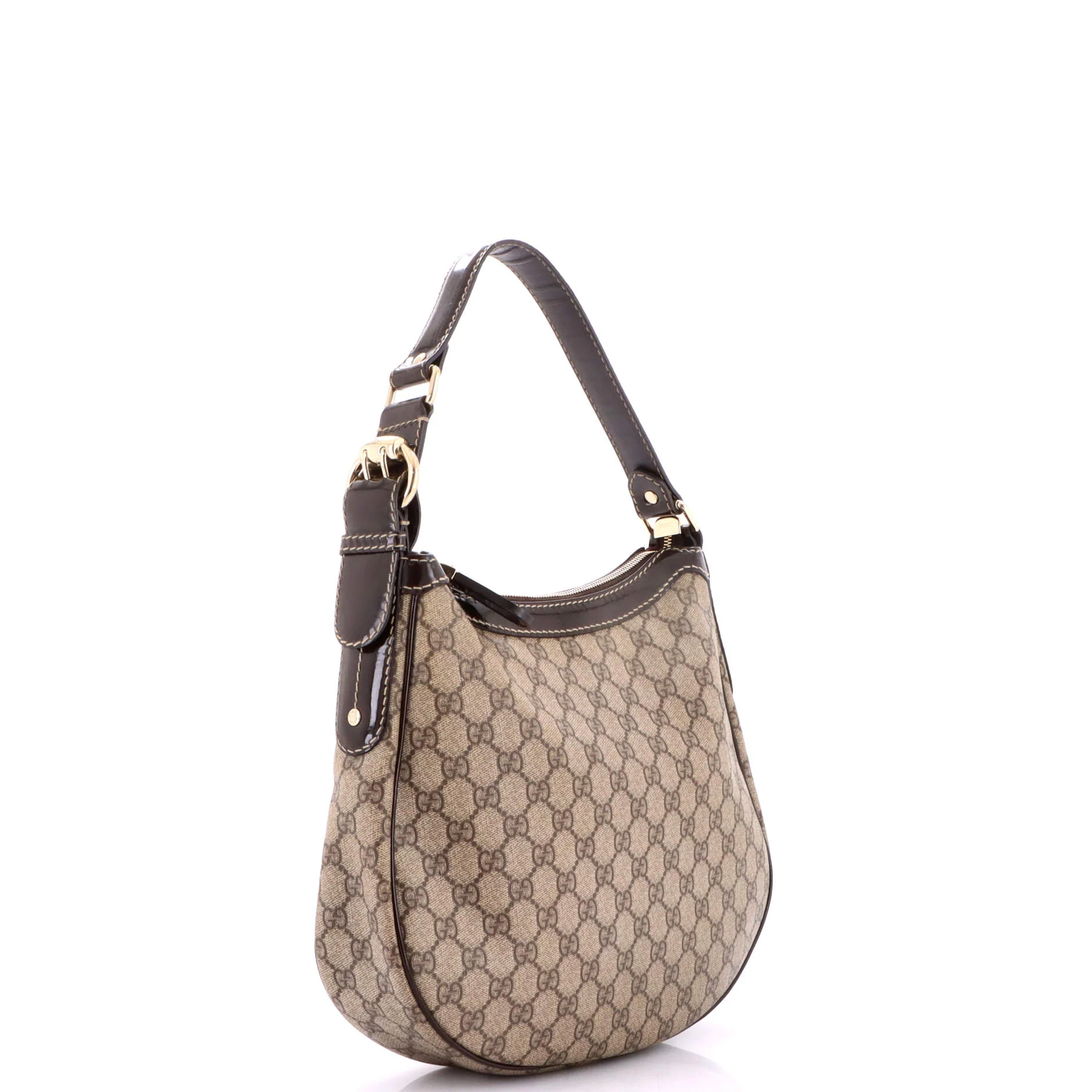 Belted Handle Zip Hobo GG Canvas and Patent Medium - Image 2