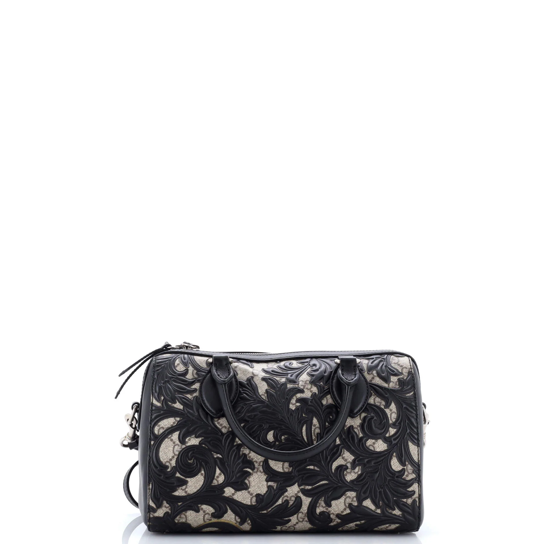 Convertible Boston Bag Arabesque GG Coated Canvas with Leather Small