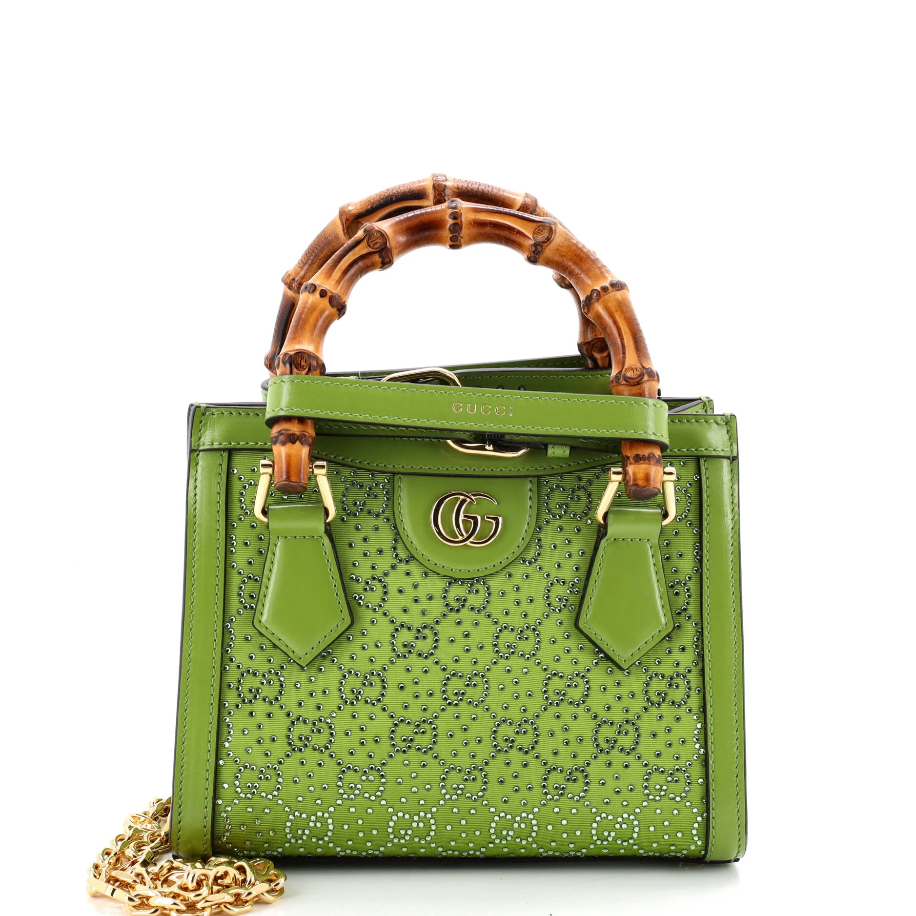 Diana NM Bamboo Handle Tote Crystal Embellished GG Canvas Mini