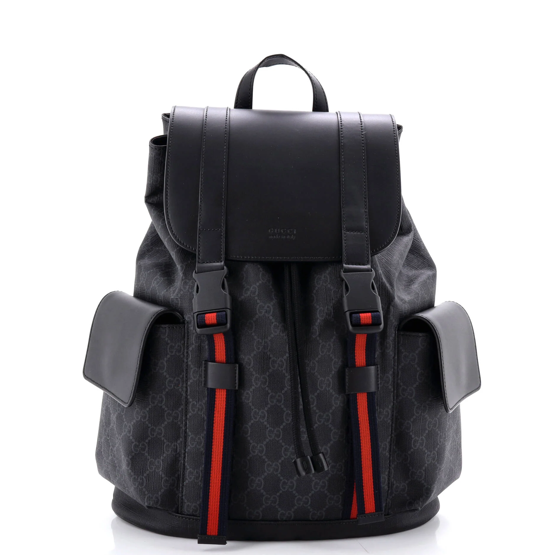 Double Pocket Buckle Backpack GG Coated Canvas Large