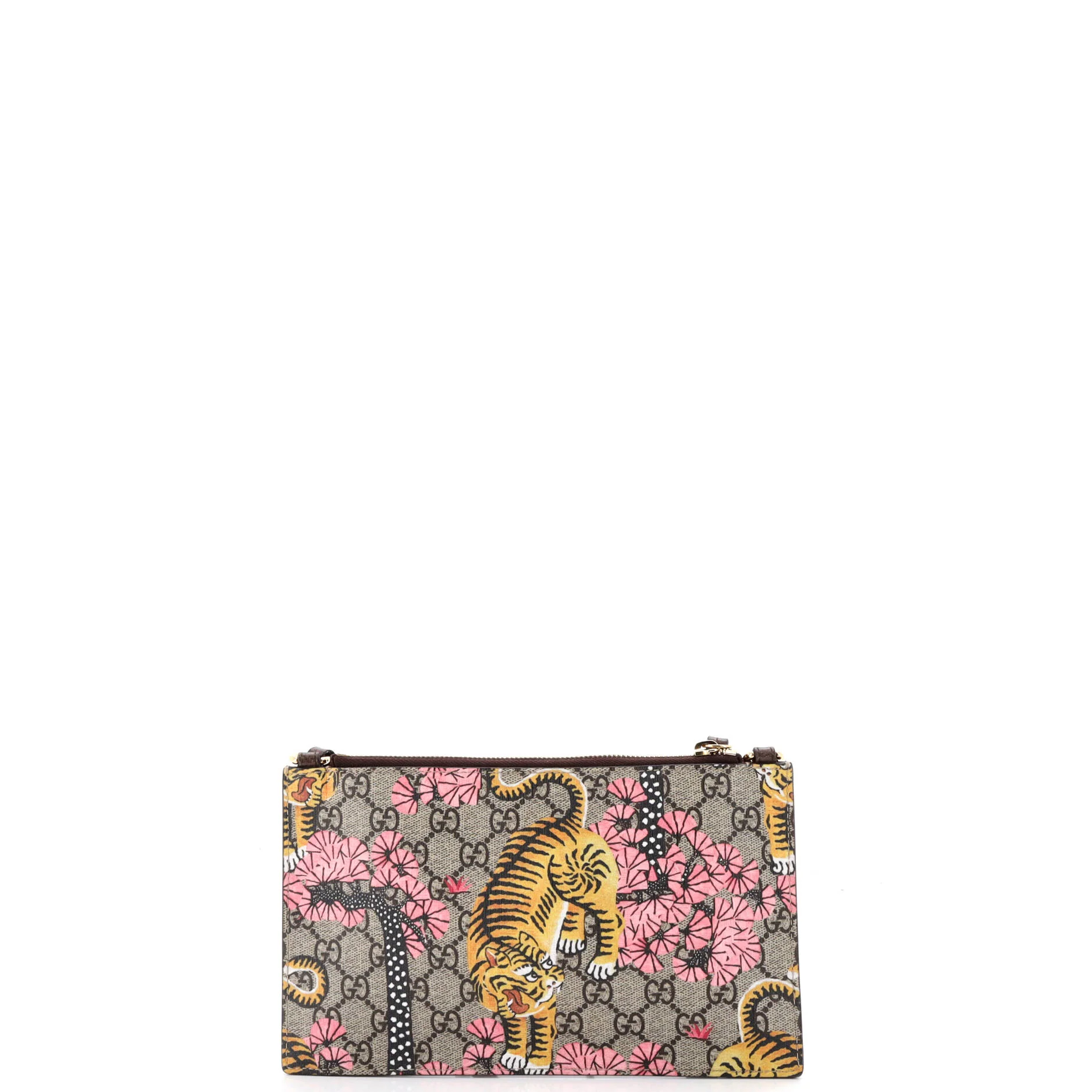 Double Zip Pouch Crossbody Bag Blooms and Bengal Print GG Coated Canvas Small - Image 3