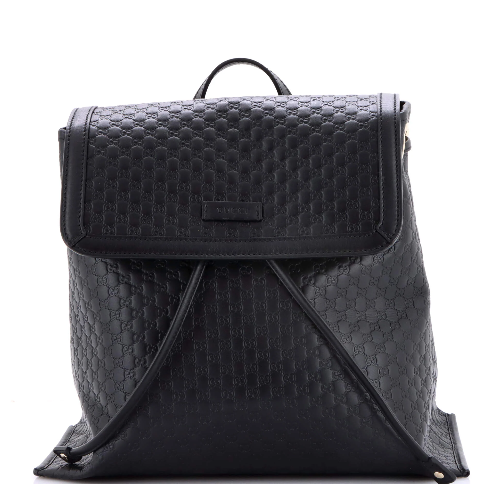 Drawstring Flap Backpack Microguccissima Leather Medium