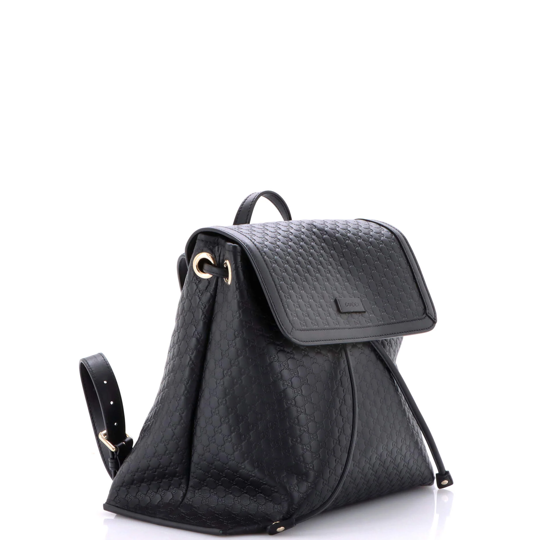 Drawstring Flap Backpack Microguccissima Leather Medium - Image 2