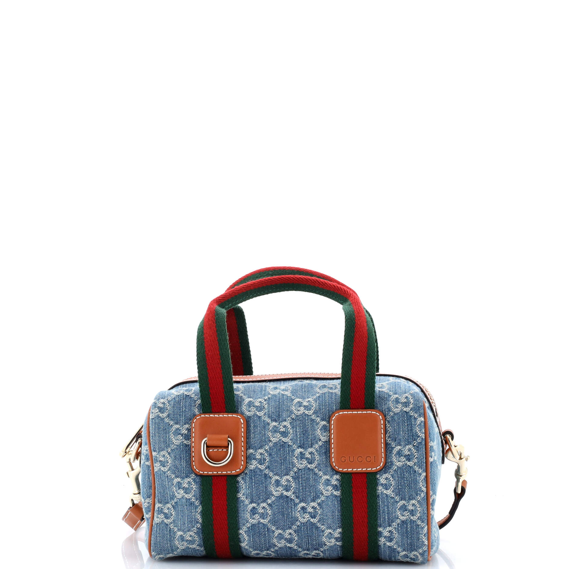 GG Boston Convertible Top Handle Bag GG Denim Mini