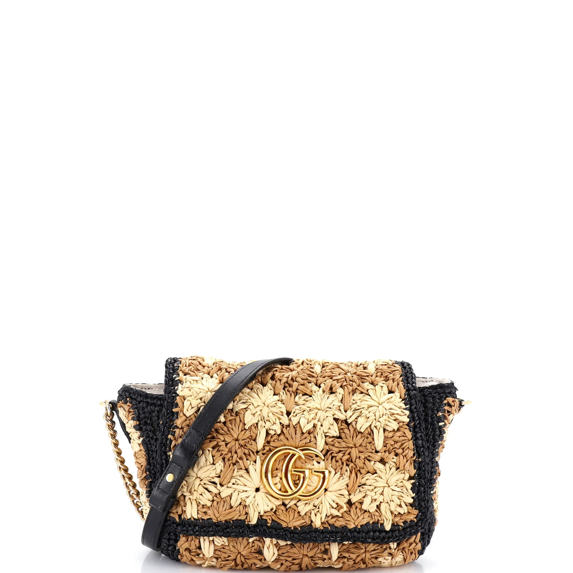 GG Marmont Flap Bag Raffia Small
