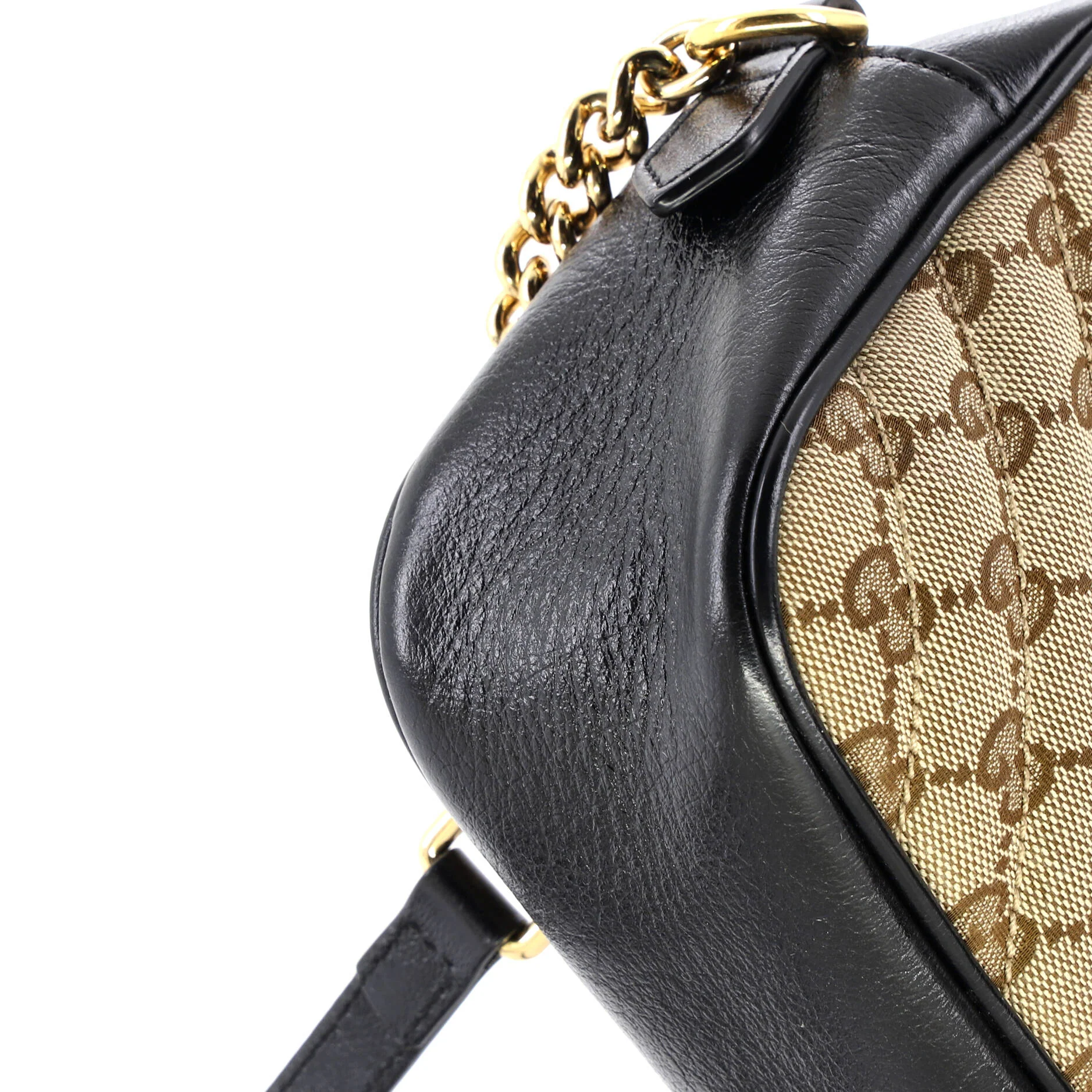 GG Marmont Shoulder Bag Diagonal Quilted GG Canvas with Leather Small - Image 6