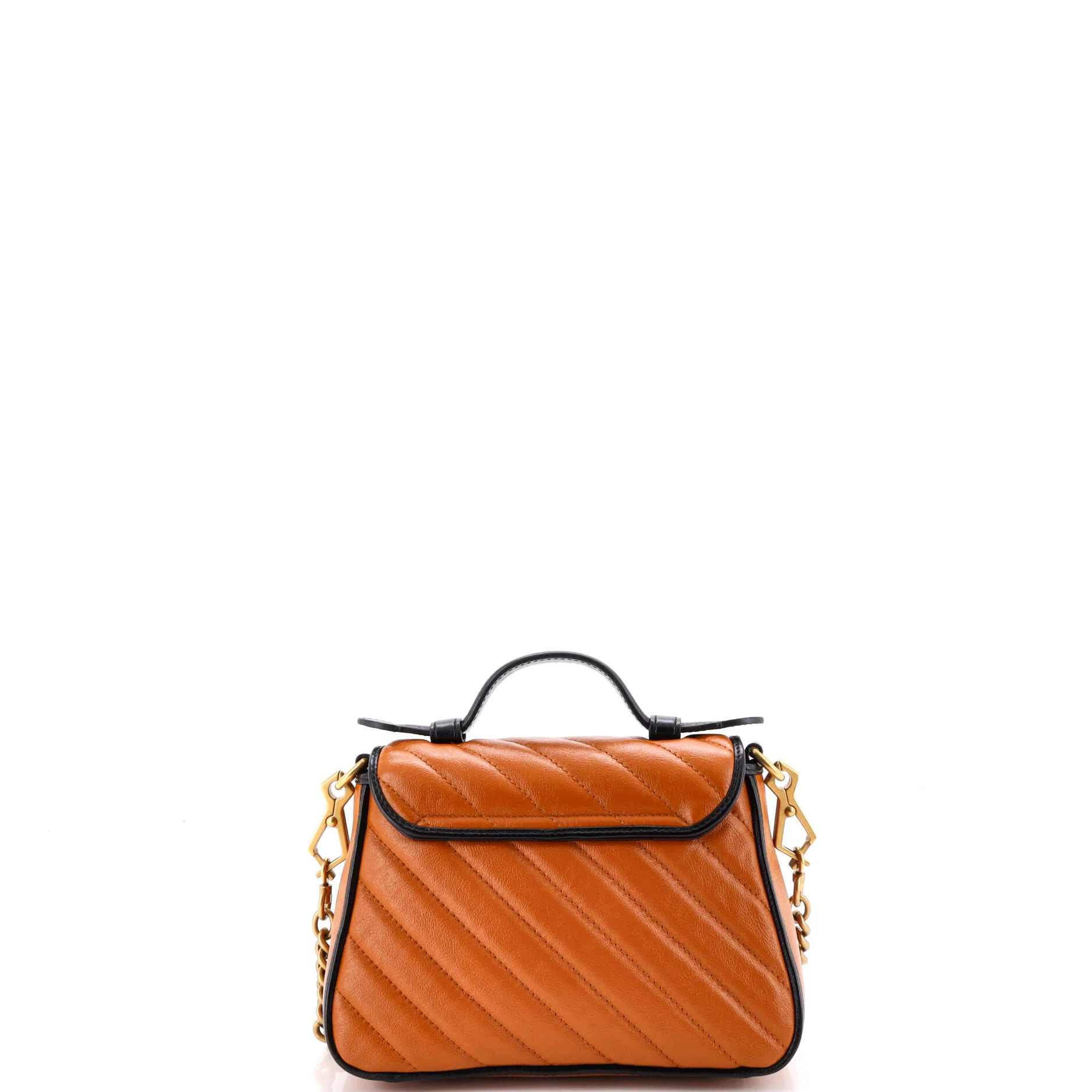 GG Marmont Top Handle Flap Bag Diagonal Quilted Leather Mini - Image 3