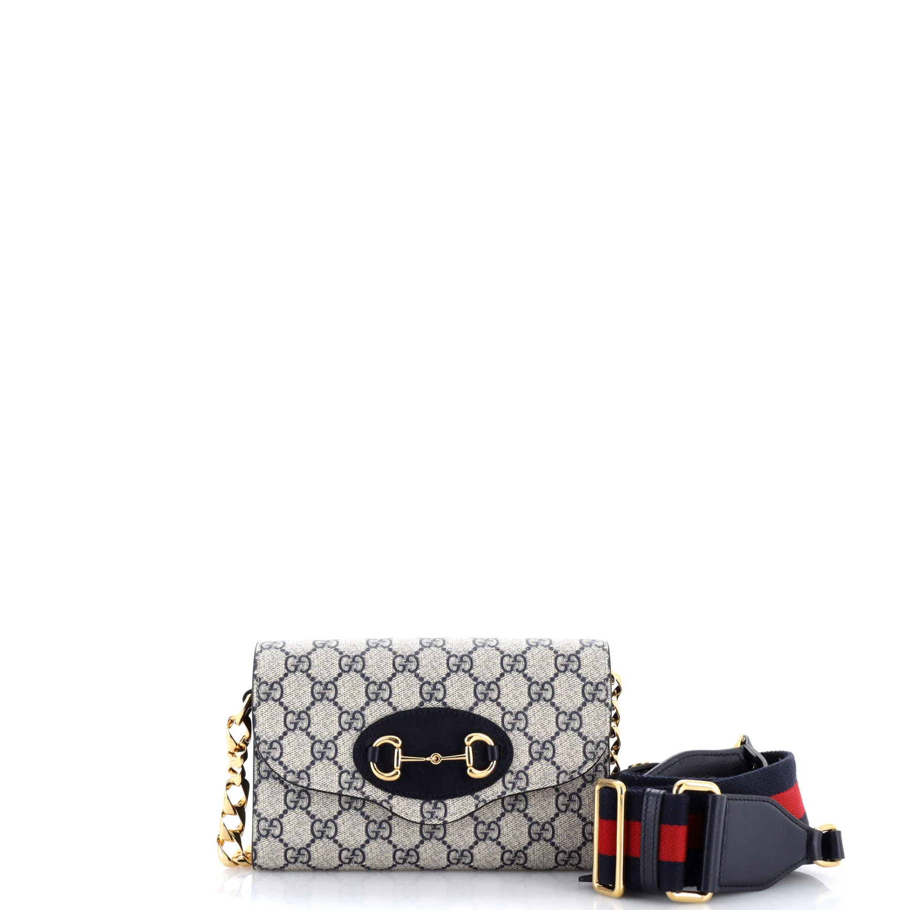 Horsebit 1955 Curved Flap Shoulder Bag GG Coated Canvas Mini - Image 2