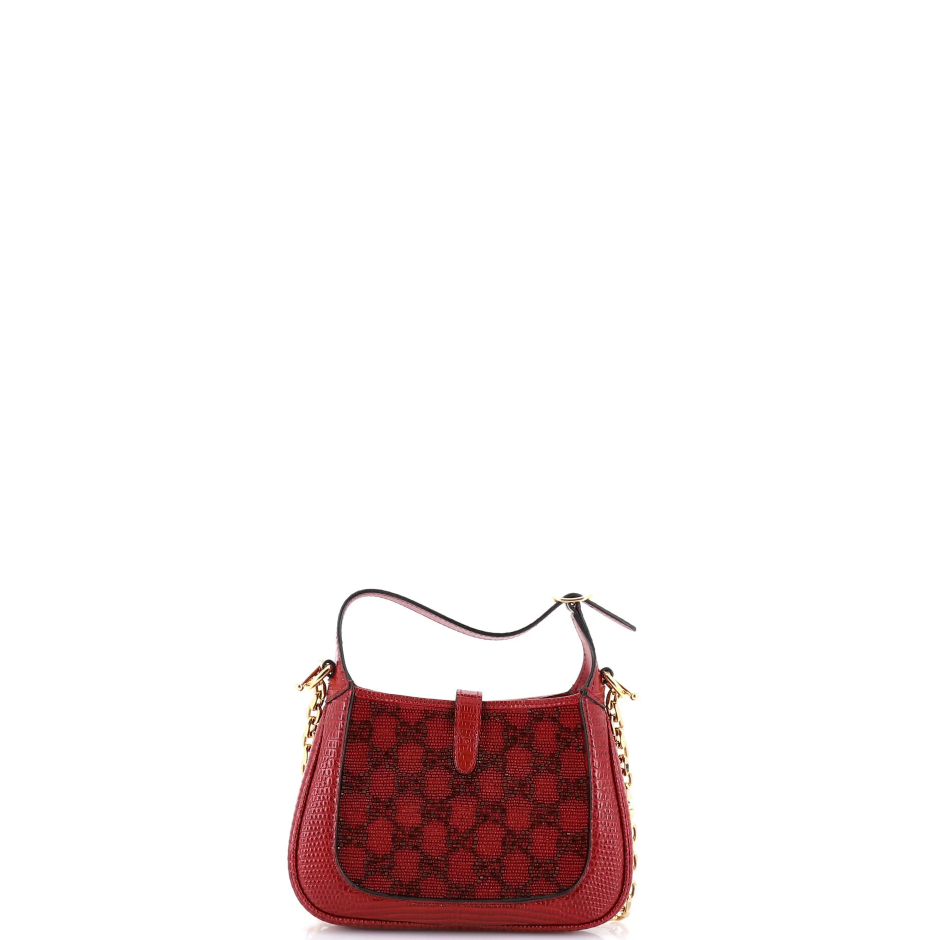 Jackie 1961 Chain Hobo GG Beaded Canvas with Lizard Mini - Image 3