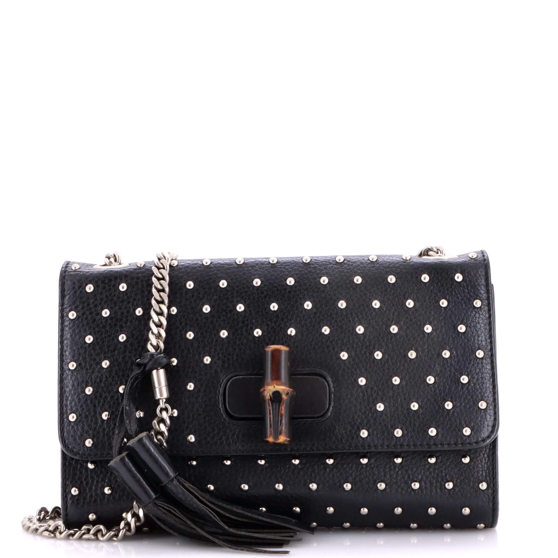 Miss Bamboo Shoulder Bag Studded Leather Medium