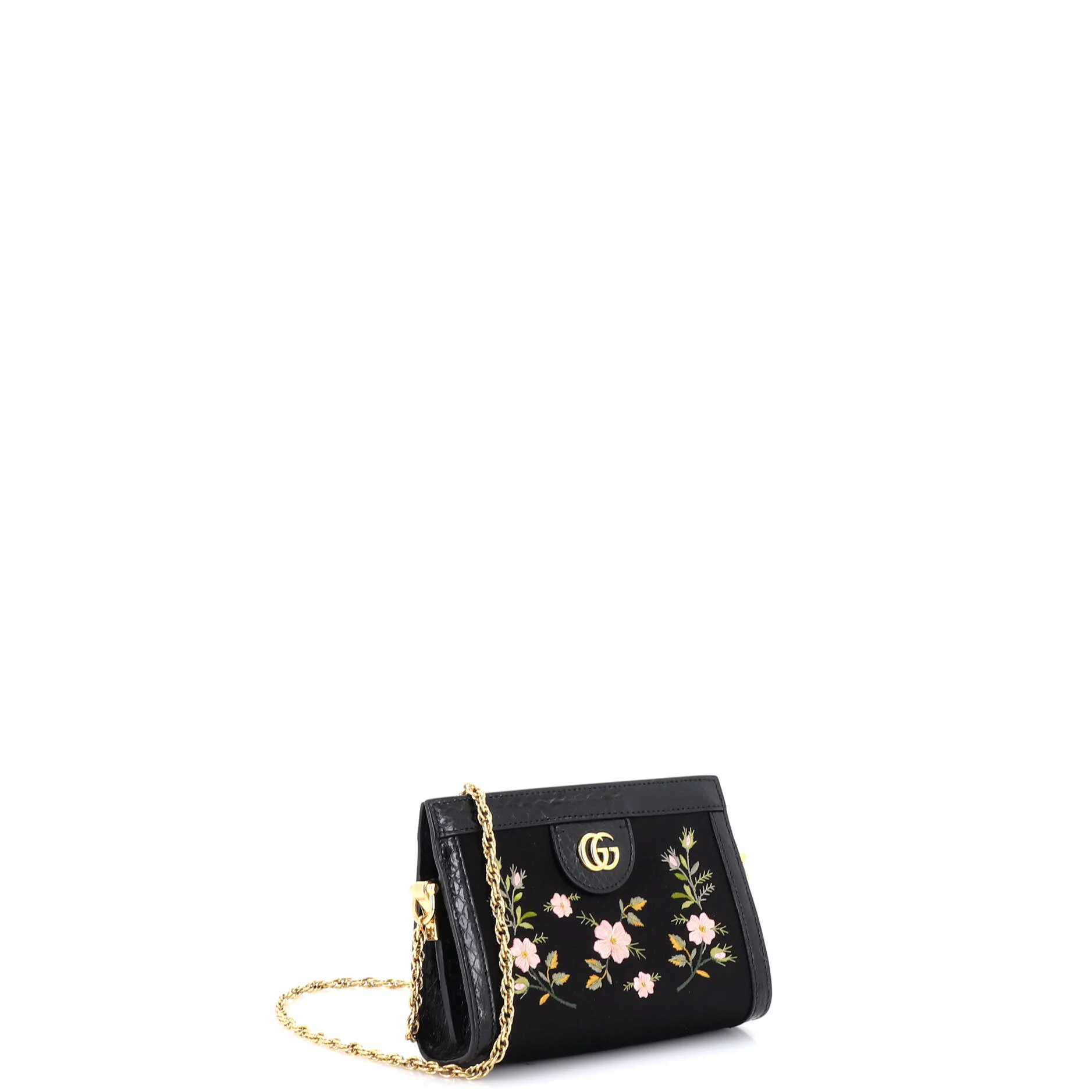 Ophidia Chain Shoulder Bag Embroidered Satin with Snakeskin Mini - Image 2