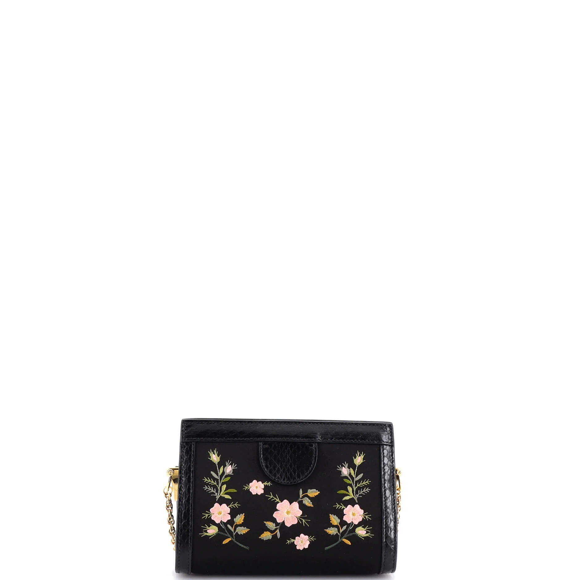 Ophidia Chain Shoulder Bag Embroidered Satin with Snakeskin Mini - Image 3