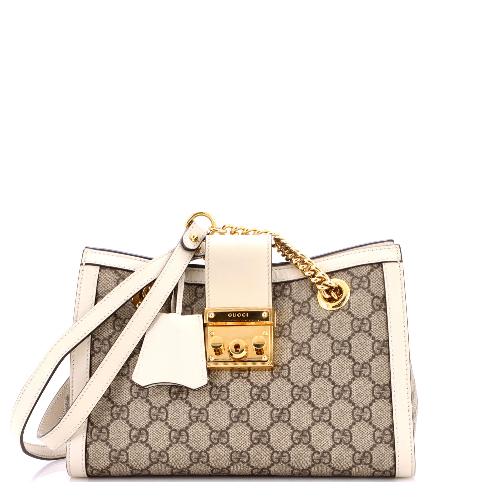 Padlock Chain Tote GG Coated Canvas with Leather Small