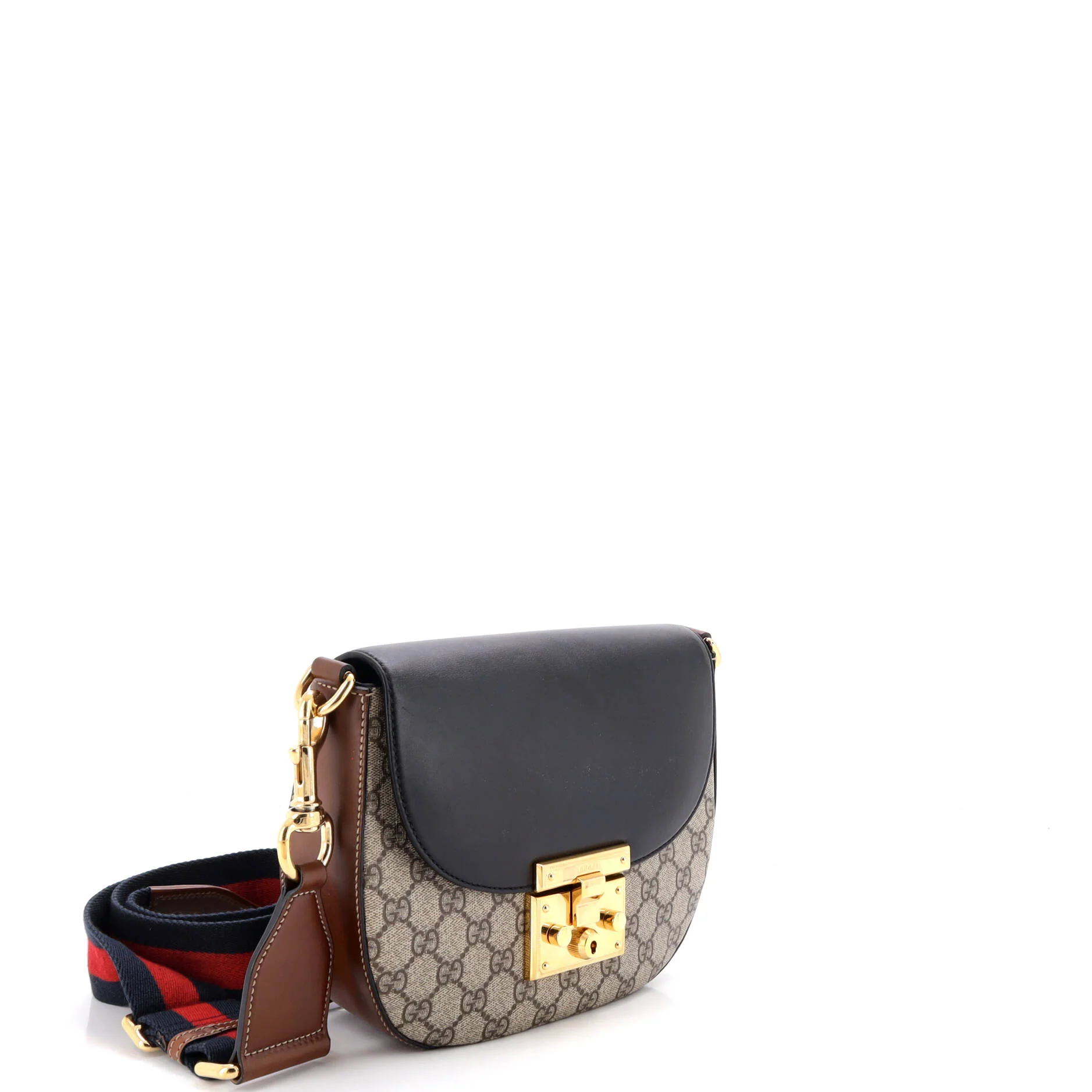 Padlock Saddle Shoulder Bag GG Coated Canvas and Leather Medium - Image 2