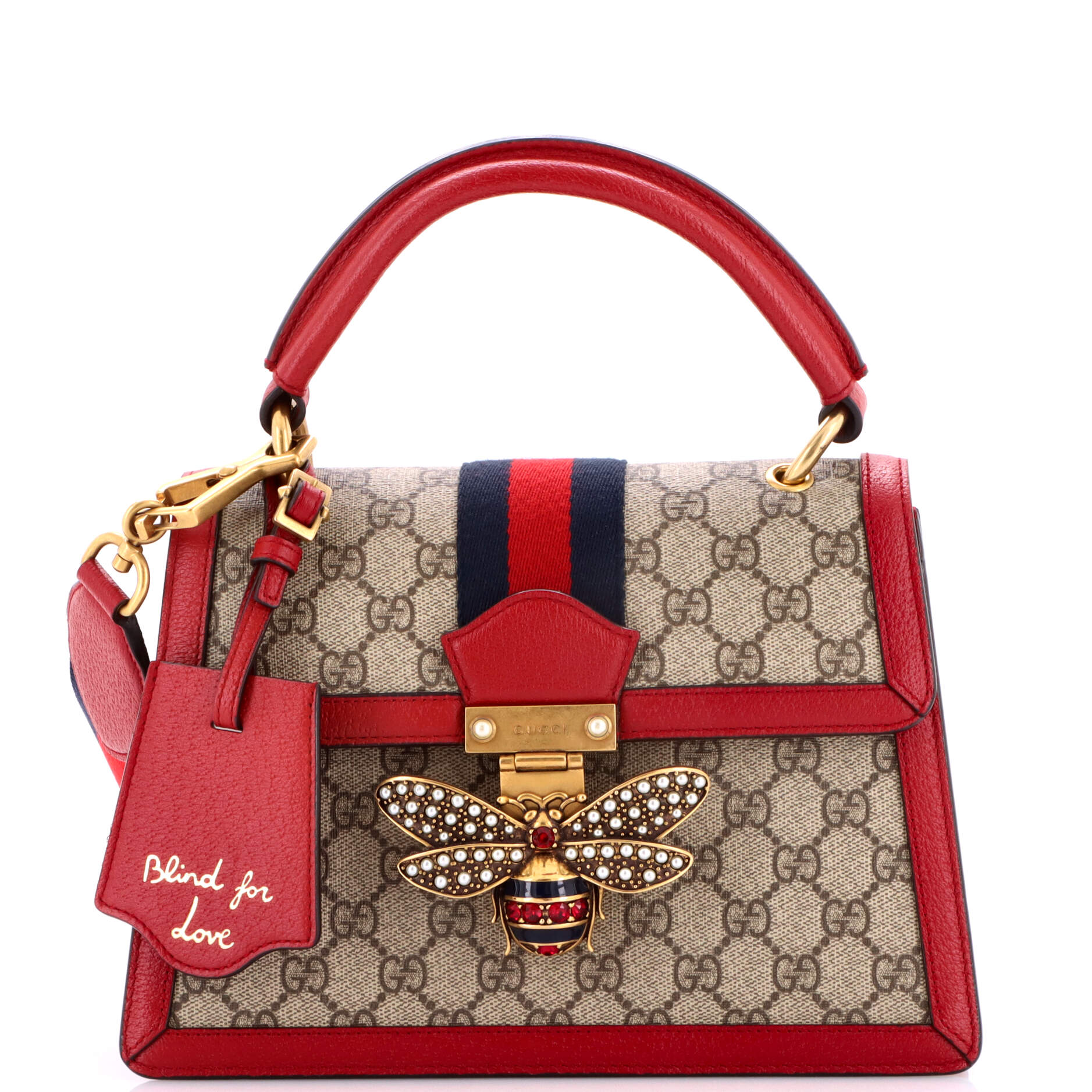 Queen Margaret Top Handle Bag GG Coated Canvas with Leather Small