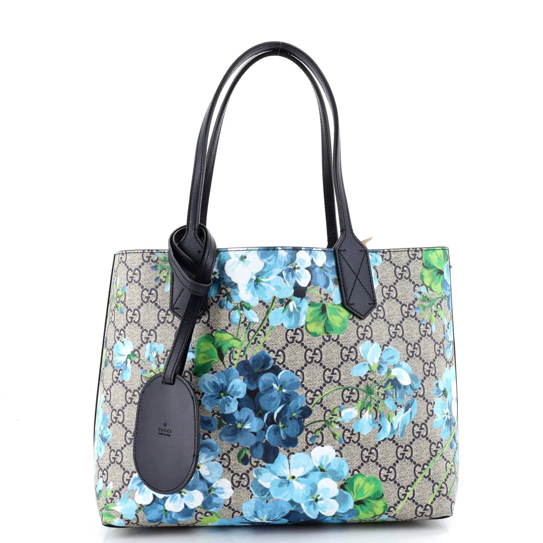 Reversible Tote Blooms GG Print Leather Small